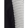 arizona trui met ronde hals in bikerstijl mouwen in fijn en grof ribbreisel zwart