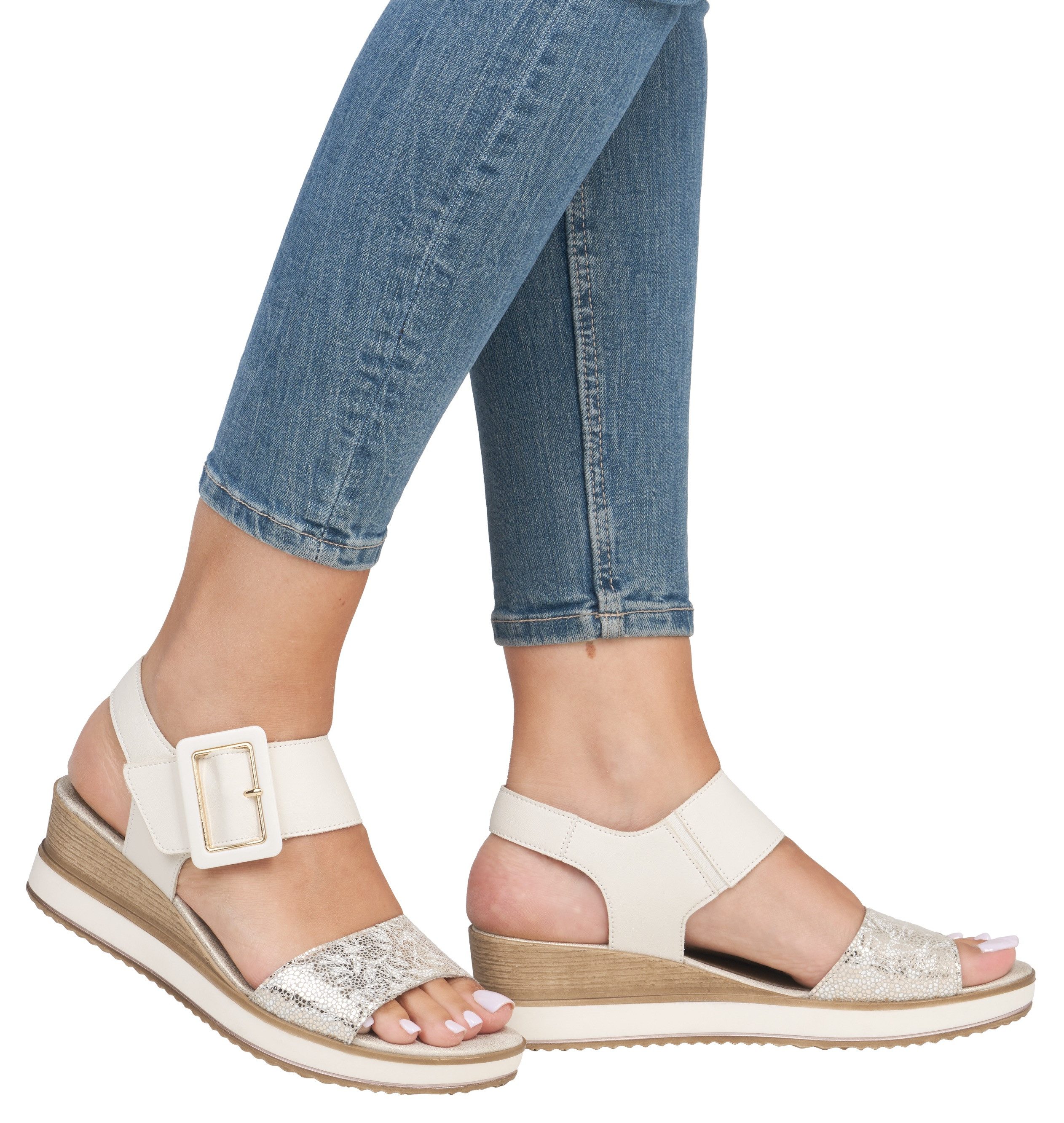 Remonte Sandaaltjes ELLE-Collection , zomerschoen, sandaal, comfortschoen met klittenband onder de siergesp