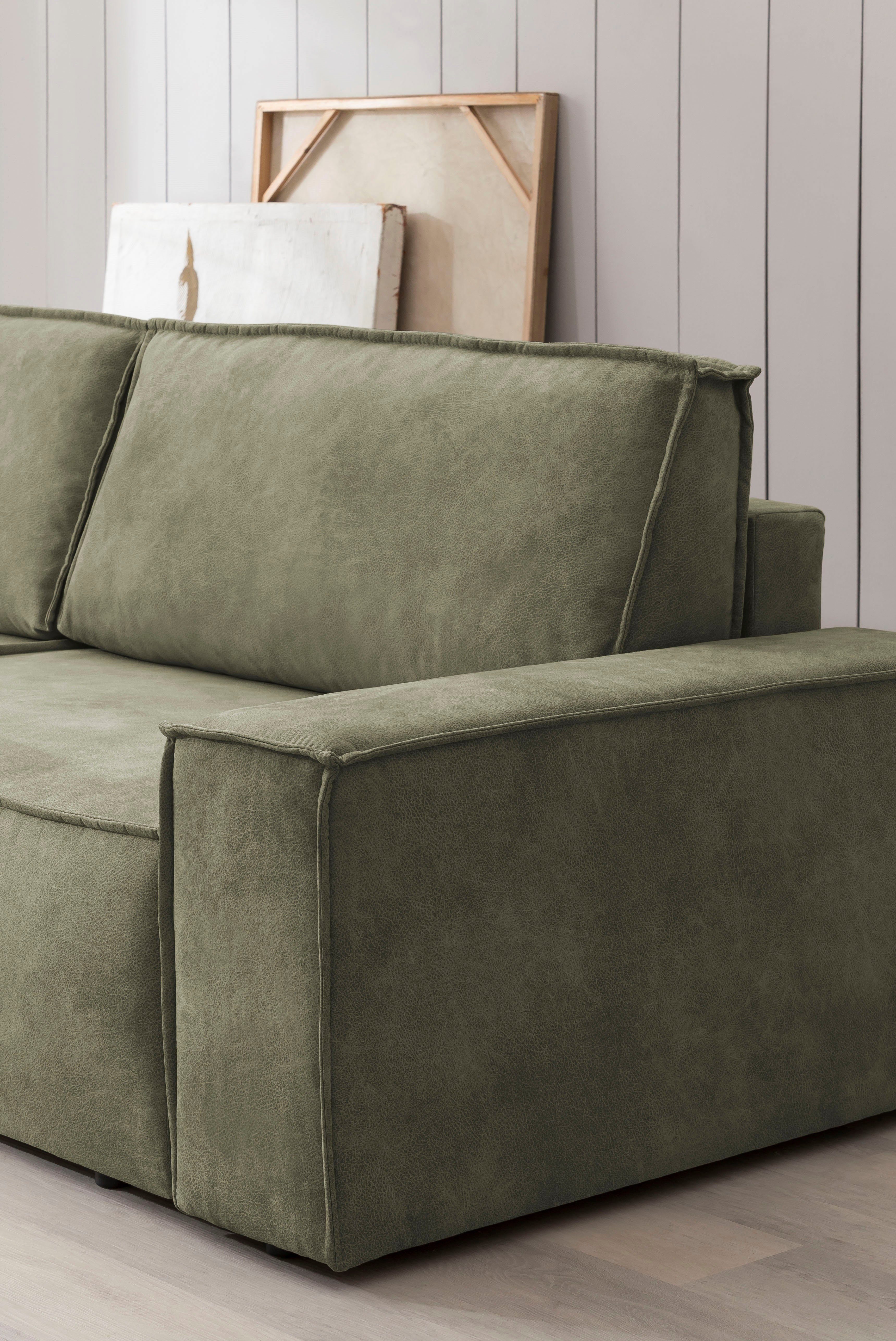 Home affaire Hoekbank SHERWOOD bedbank 267 cm, L-model, Slaapfunctie met bedlade (210x136 cm), cord, vintage, fluweel