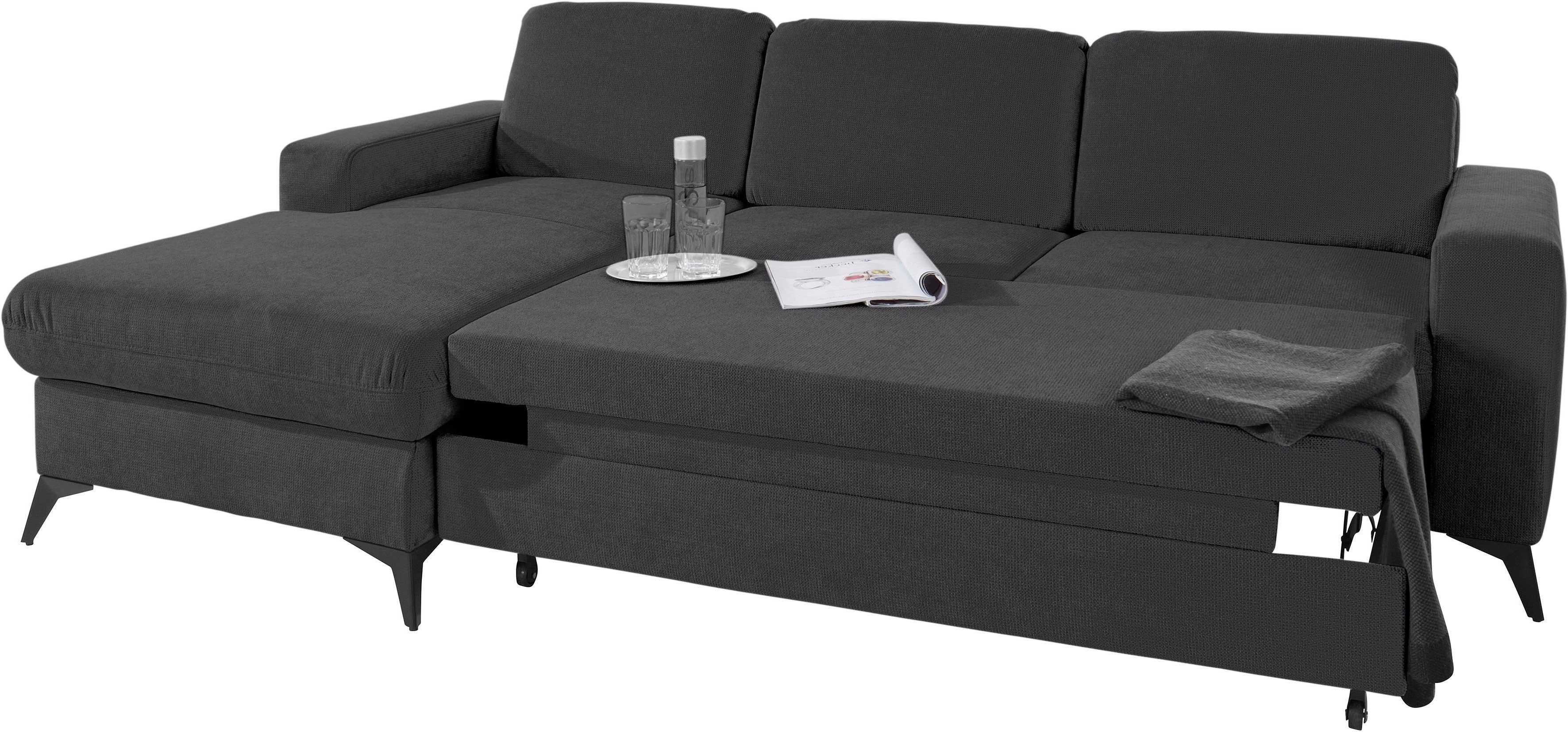 Places of Style Hoekbank Lolland L-vorm Naar keuze met slaapfunctie en bedkist, binnenvering