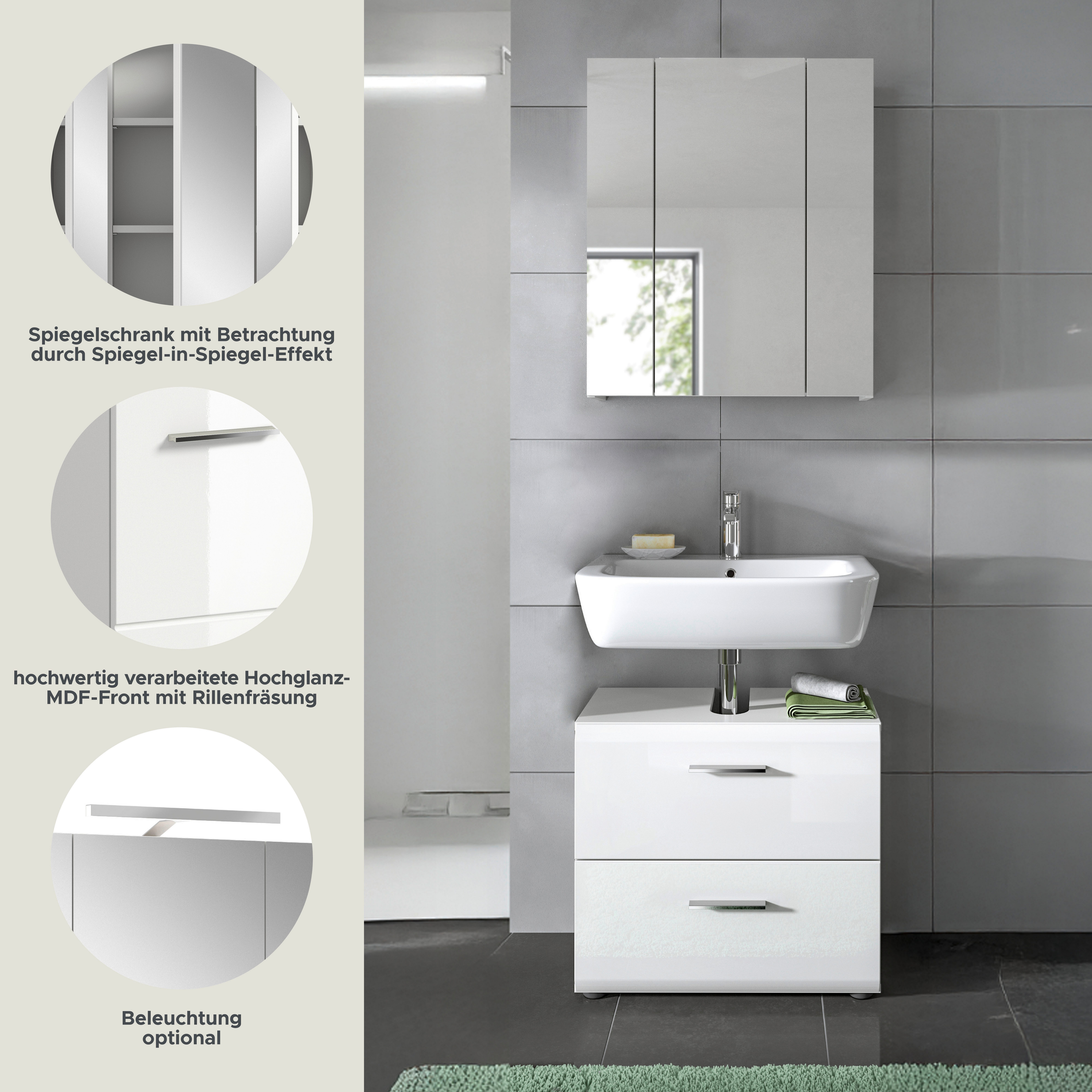 INOSIGN Badmeubelset FLORENZ, TOPSELLER!, 2-delige badcombinatie, hoogwaardige MDF-front