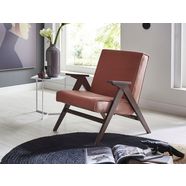 atlantic home collection loungestoel retro-fauteuil in fluweel, walnoot-fineer roze