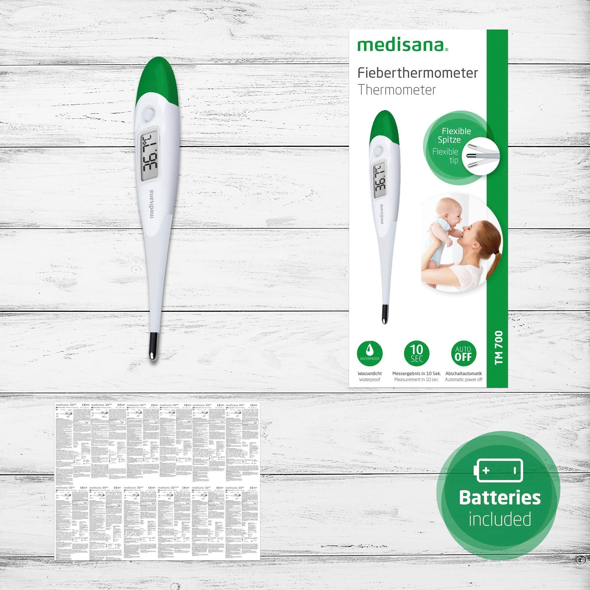 Medisana Koortsthermometer TM 700 oraal, axillair, rectale meting met flexibele punt, waterdicht