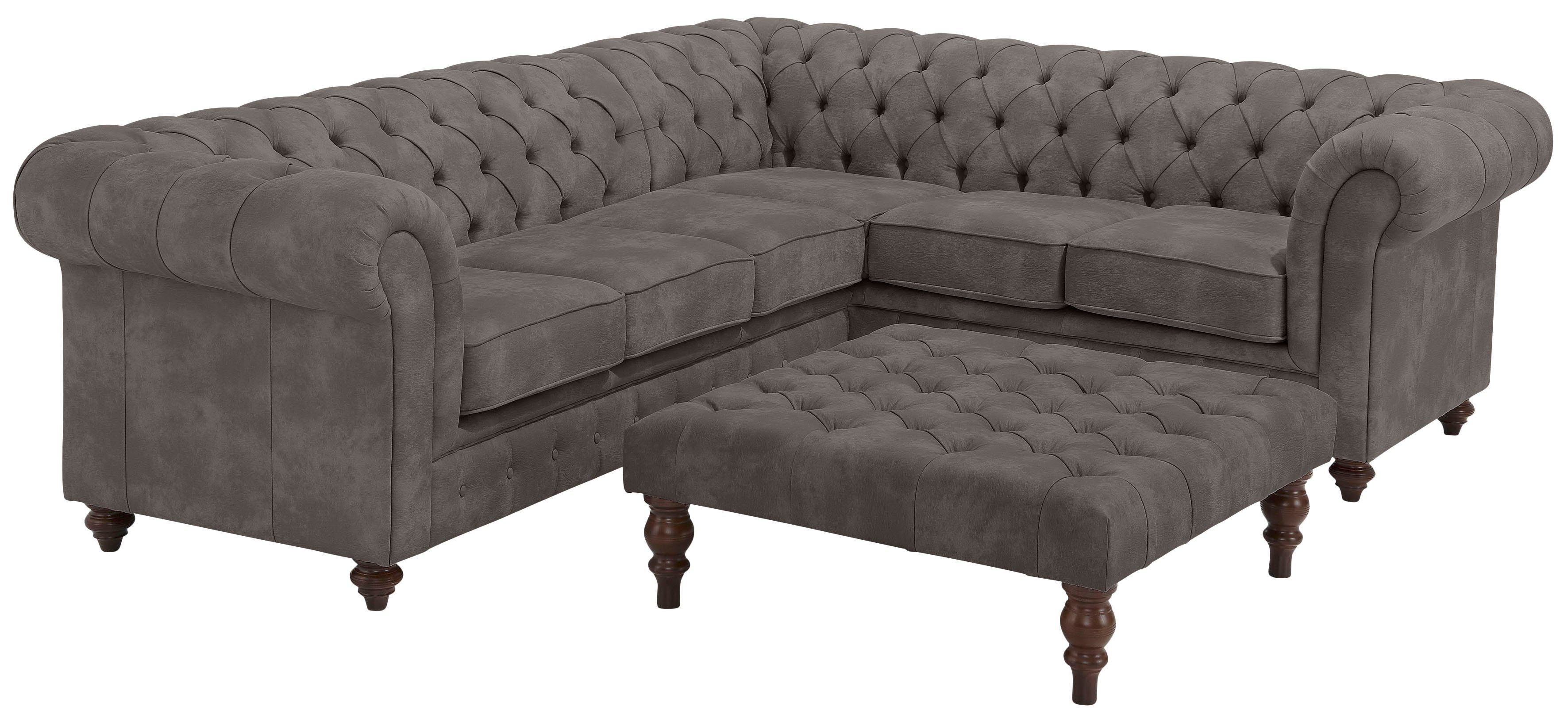 Home affaire Chesterfield-bank Chesterfield hoekbank, ook in leer L-vorm hoogwaardige knoopdetails, langer gedeelte links of rechts naar keuze