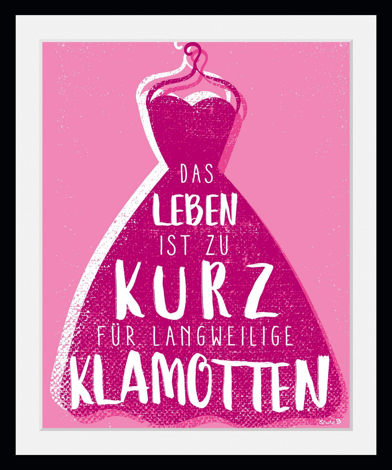 queence Wanddecoratie Dress HD premium posterdruk incl. houten lijst (1 stuk)