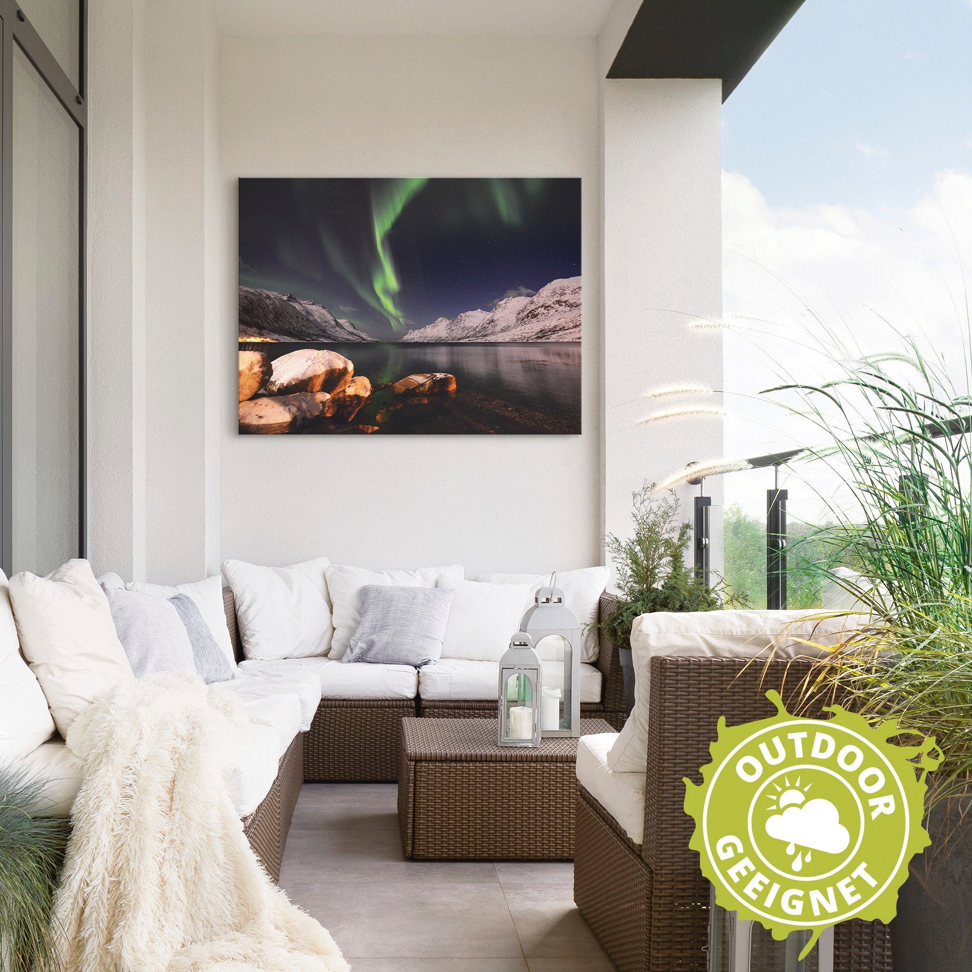Artland Artprint Noorderlicht Noorwegen II als artprint van aluminium, artprint voor buiten, poster in diverse formaten