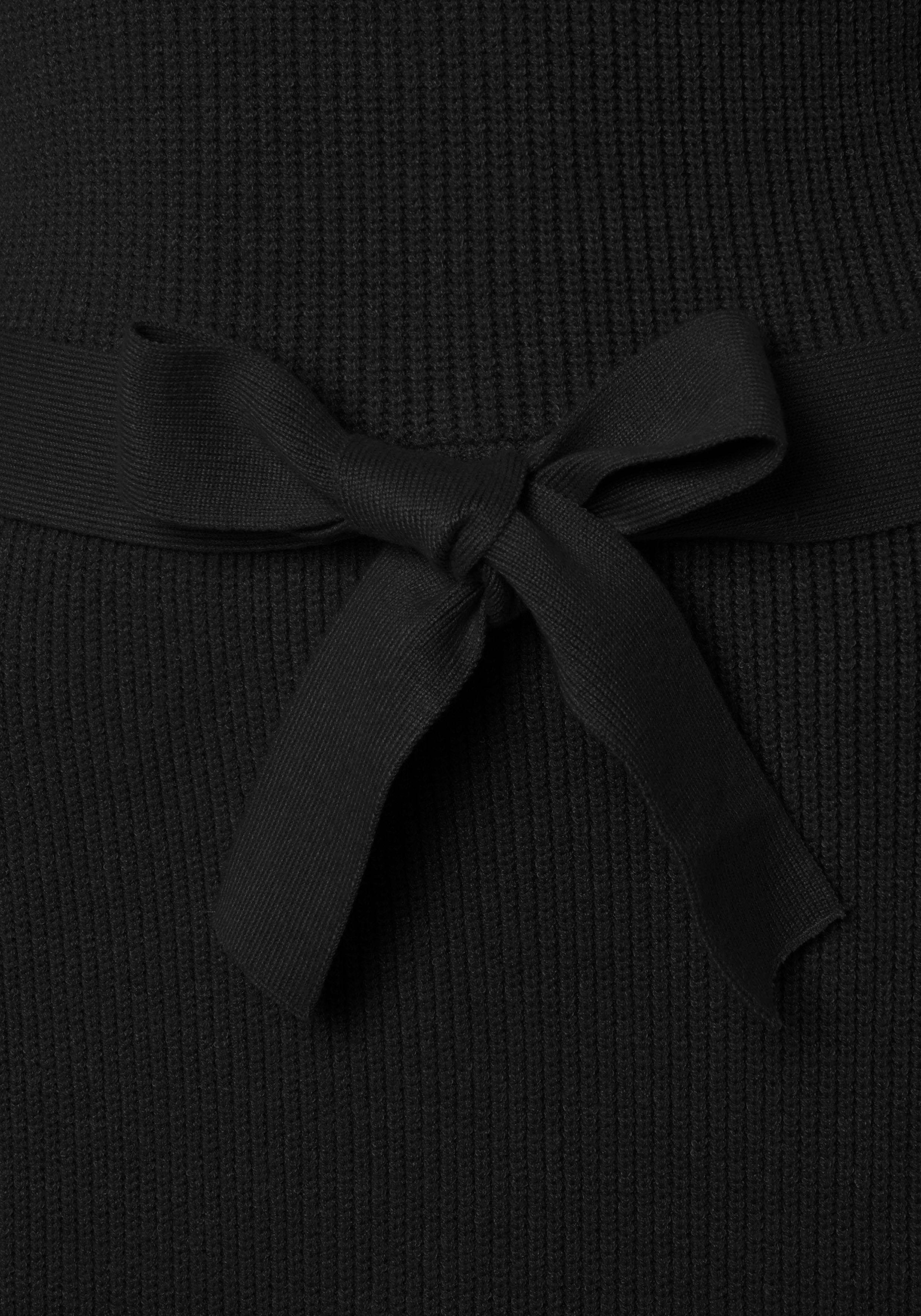 Lascana Gebreide jurk en v-hals, herfst-winterjurk, casual-elegant (Met een bindceintuur)