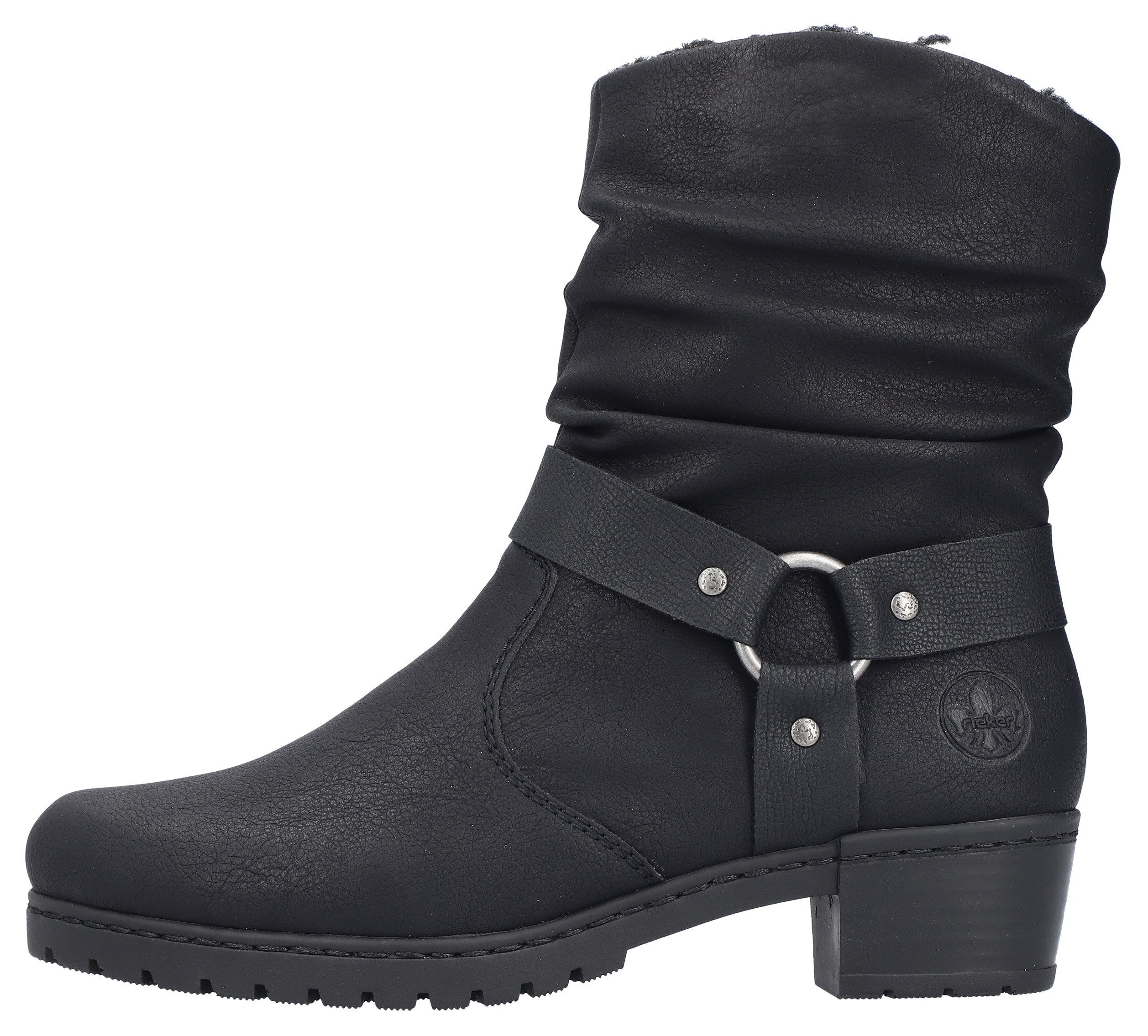 Rieker Winterlaarsjes western-enkellaars, cowboylaarzen, hakken, met decoratieve riem
