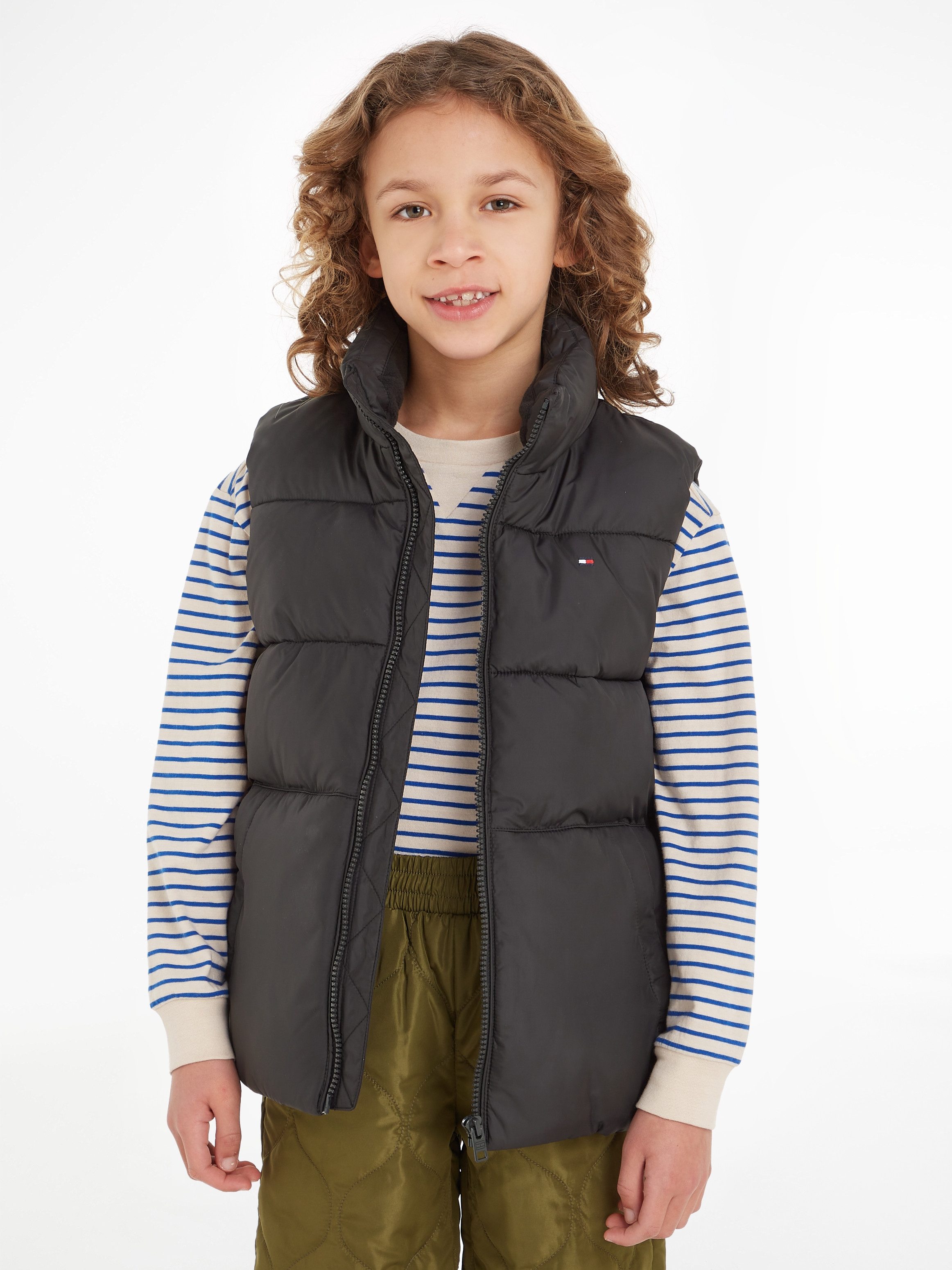 Tommy Hilfiger Bodywarmer ESSENTIAL PADDED VEST Kinderen tot 16 jaar met logostiksel jongens bodywarmers maat 12 (152) zwart