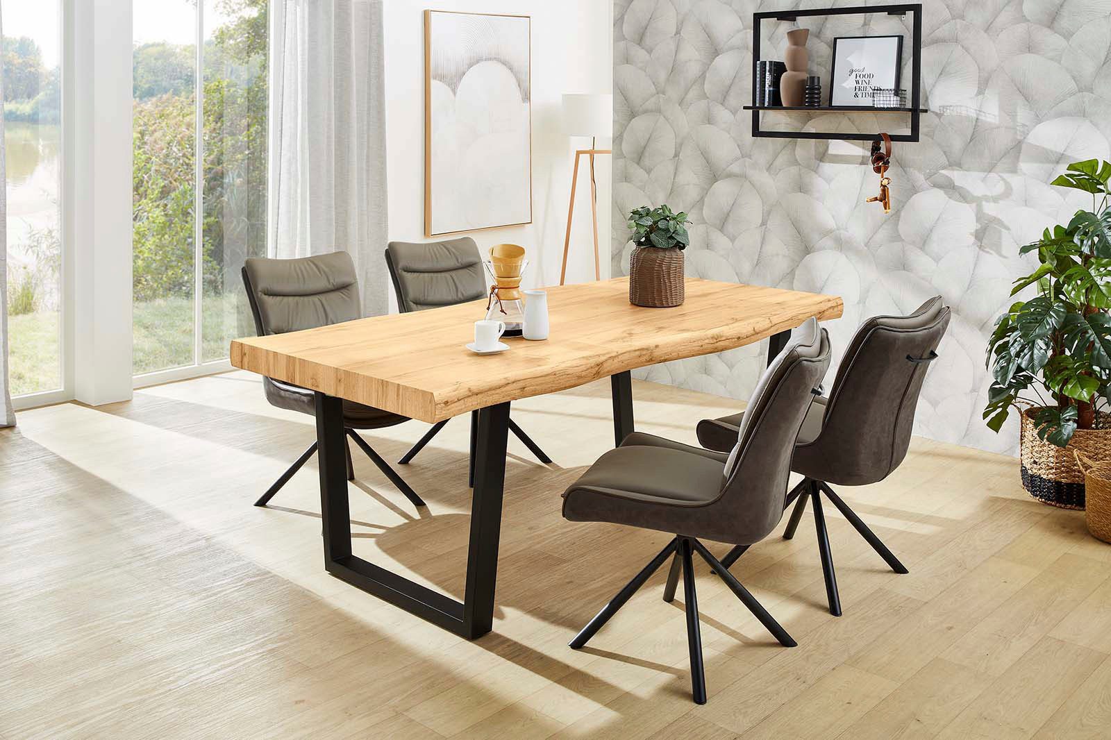 Jockenhöfer Gruppe Eettafel Don in boomrand-optiek, 200x100 cm, plaatdikte 8 cm