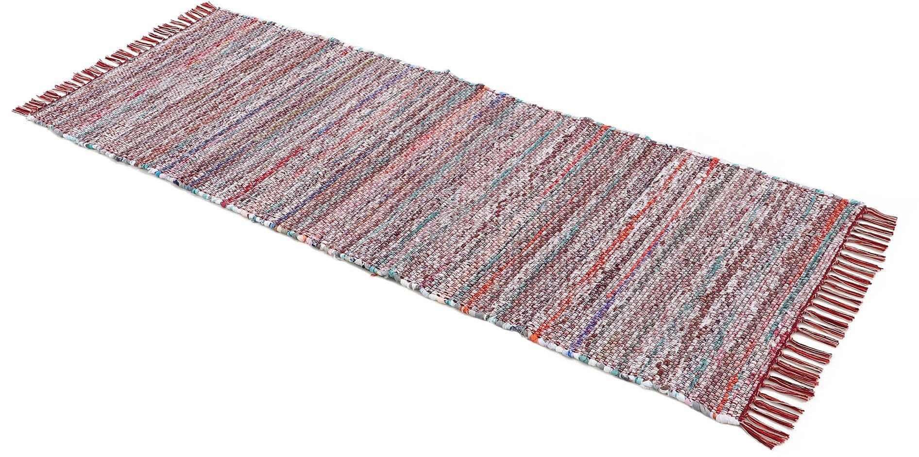 carpetfine Vloerkleed Kelim Chindi, omkeerbaar tapijt handgeweven, patchwork tapijt met franjes, ook verkrijgbaar in loperformaten