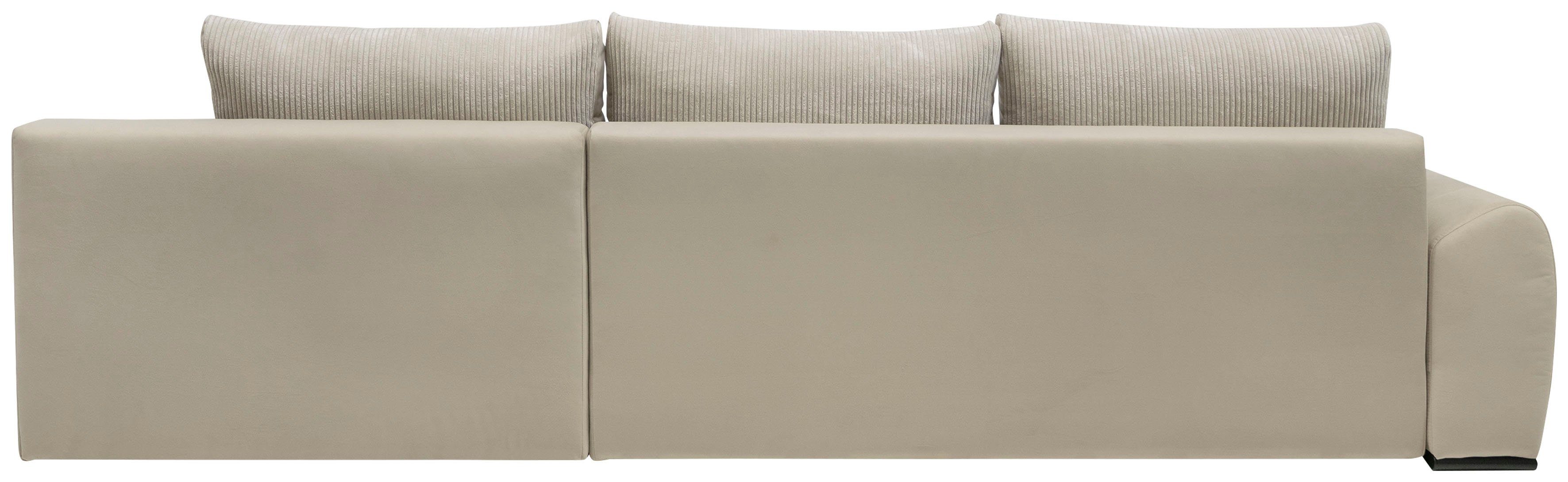 Home affaire Hoekbank Win, L-vorm, breedte 285cm optioneel met slaapfunctie en bedkast, taupe, corduroy