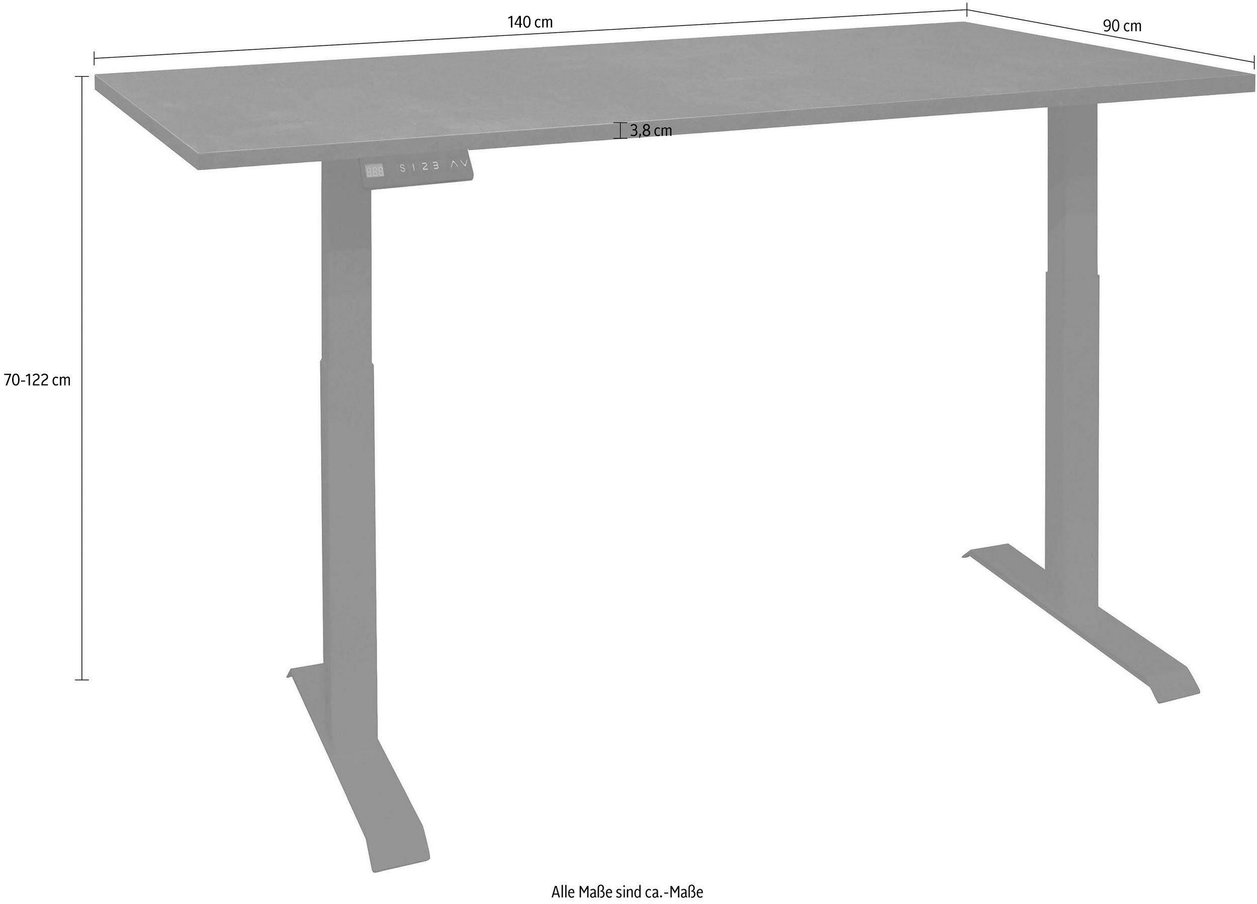 Mäusbacher Bureau Big System Office Breedte 140 cm, elektrisch in hoogte verstelbaar