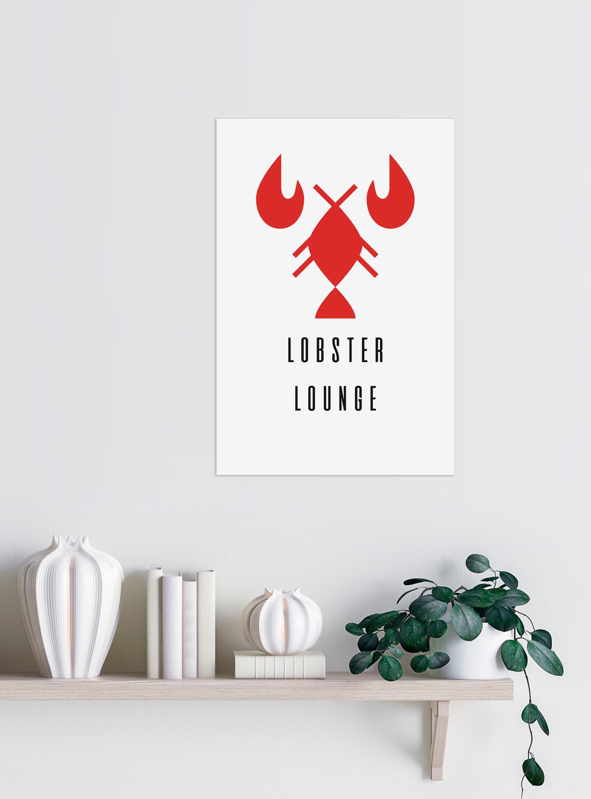 queence Sierobject voor aan de wand LOBSTER LOUNGE Stalen bord, blikken bord, spreuk, grappig, wanddecoratie, retro, 20x30cm