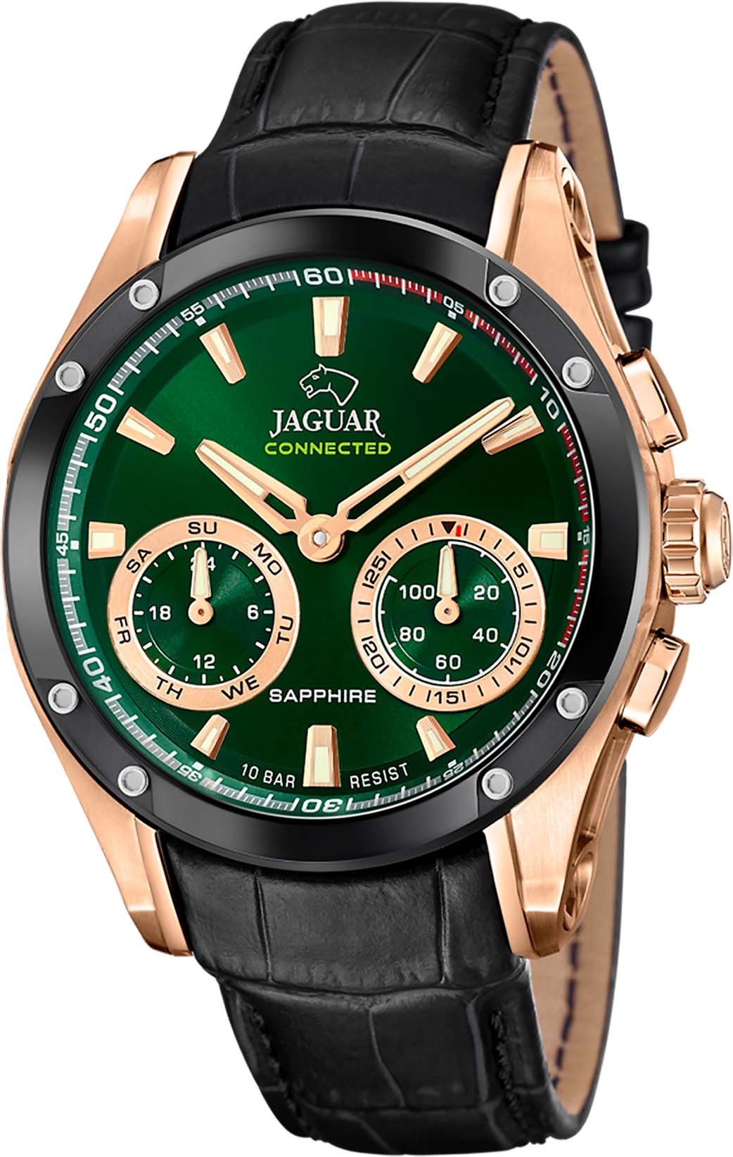 Jaguar Chronograaf Connected Special Edition Polshorloge, quartz, herenhorloge, saffierglas, stopwatchfunctie (set, 3-delig, Met wisselband en gereedschap)