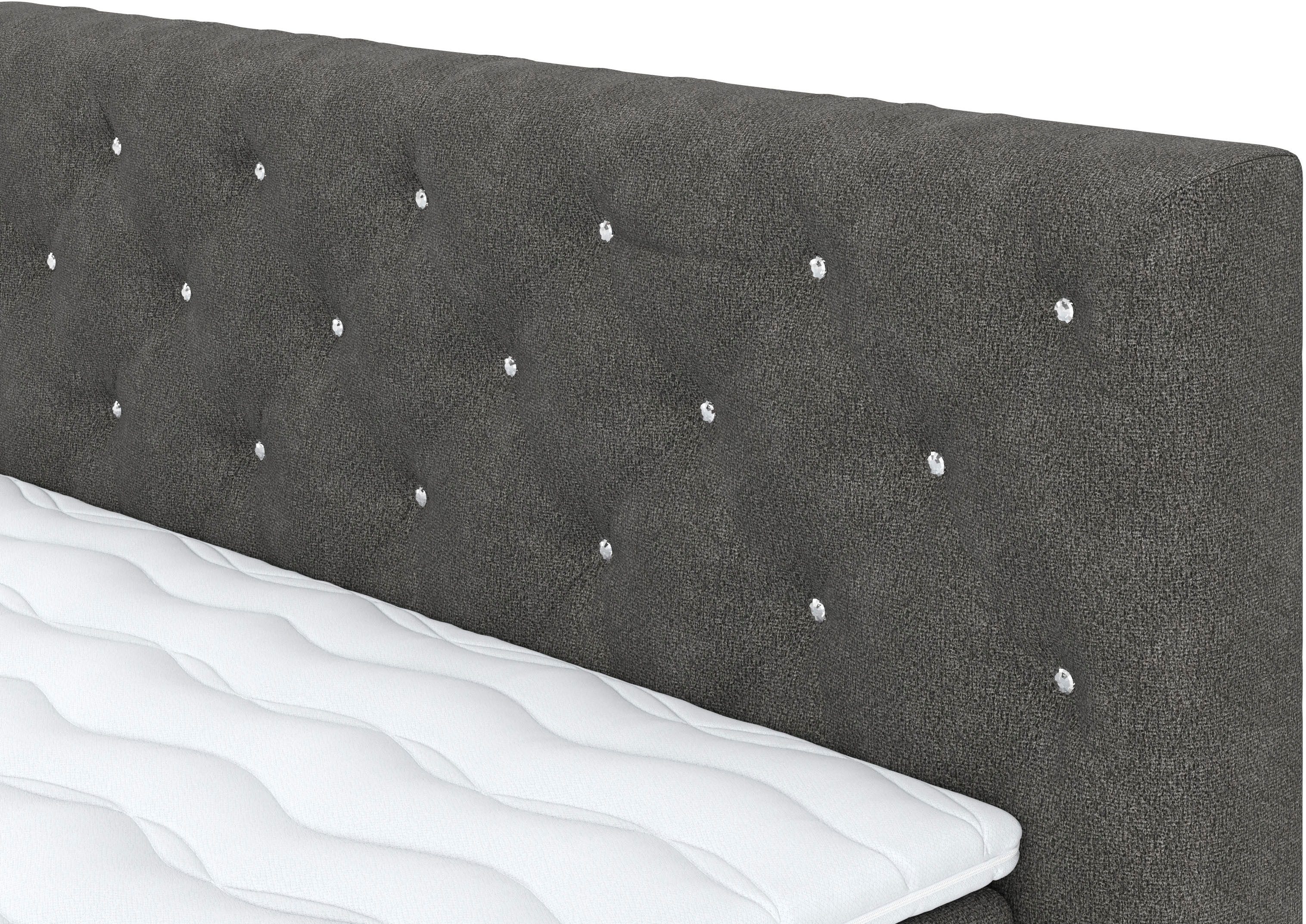 COTTA Boxspring Castlerock met strass-steentjes in het hoofdeinde, incl. topper