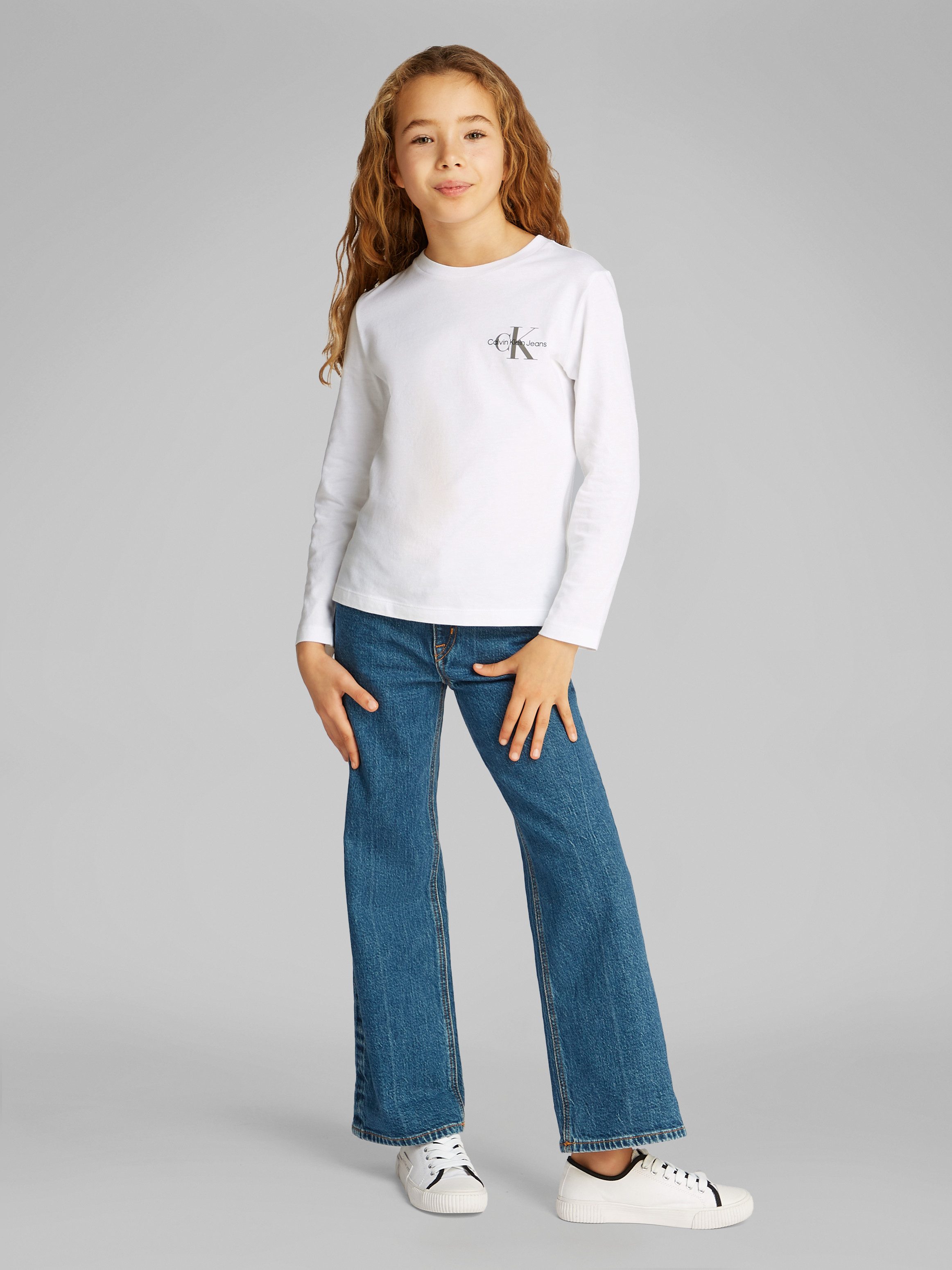 Calvin Klein Shirt met lange mouwen Chest Monologo Ls T-Shirt voor kinderen tot 16 jaar en met logo-opdruk