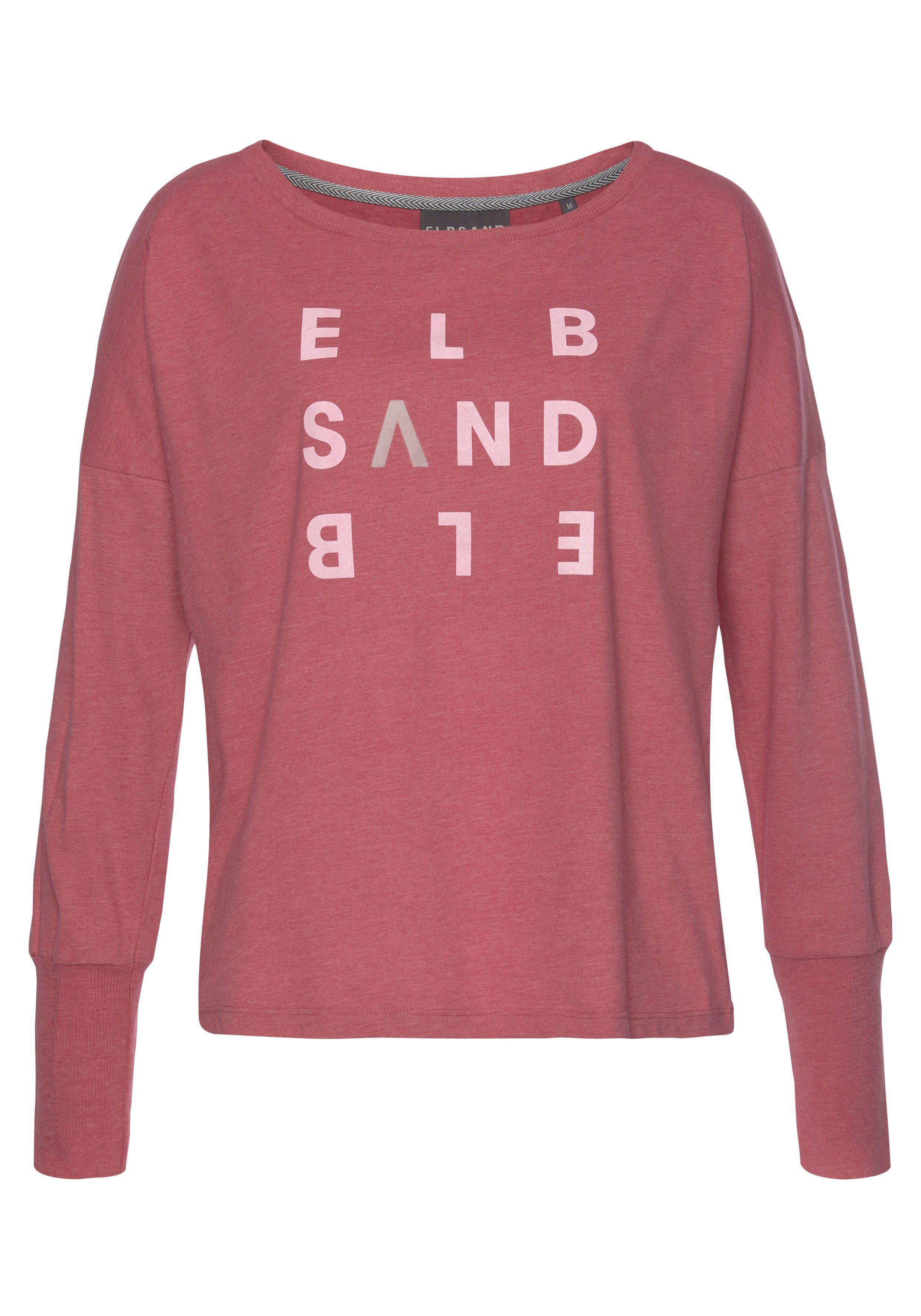 Elbsand Longsleeve Ingrun met logoprint op de voorkant shirt met lange mouwen van een katoenmix sportief-casual