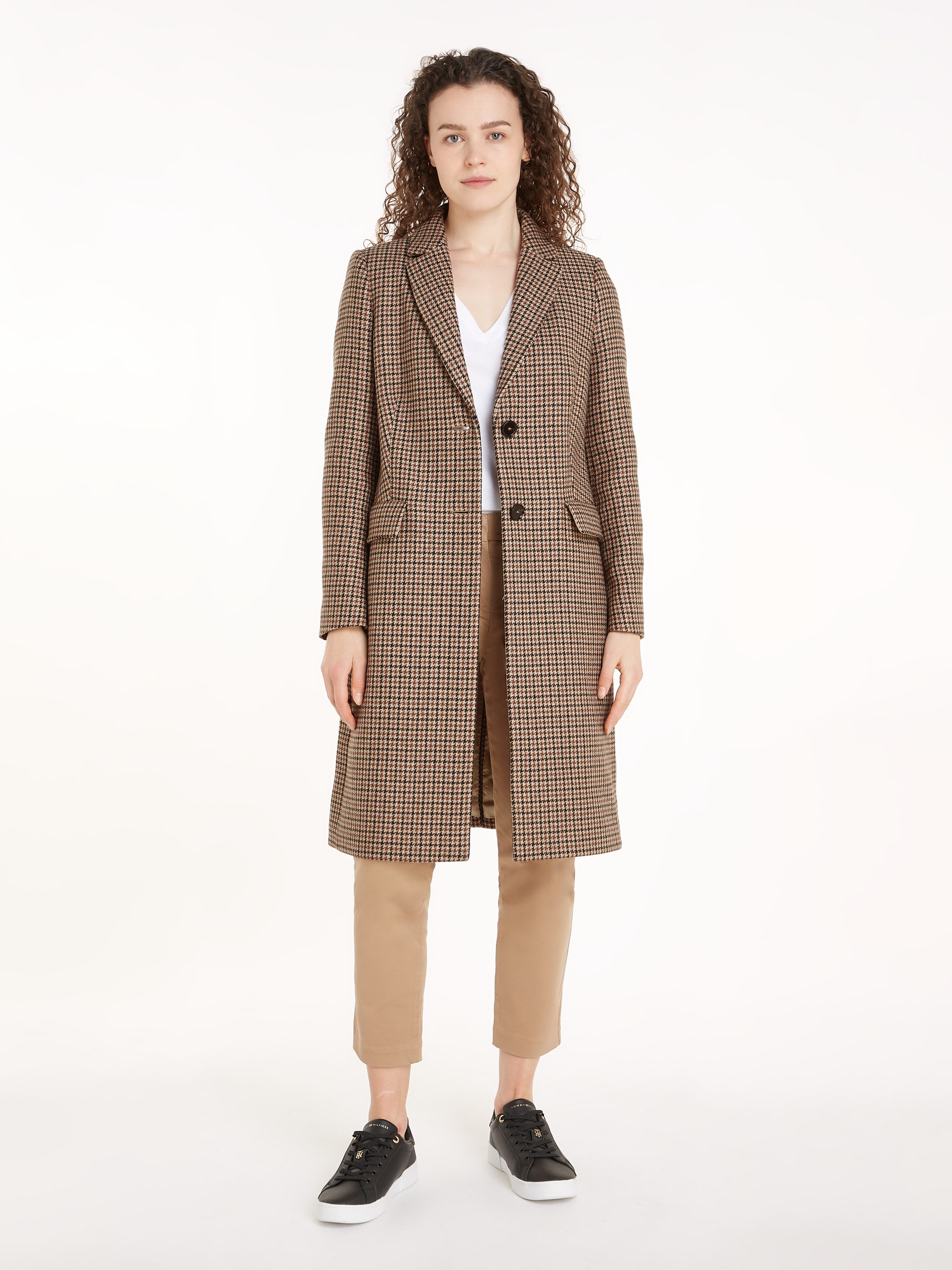 Tommy Hilfiger Korte jas WOOL BLEND CLASSIC CHECK COAT