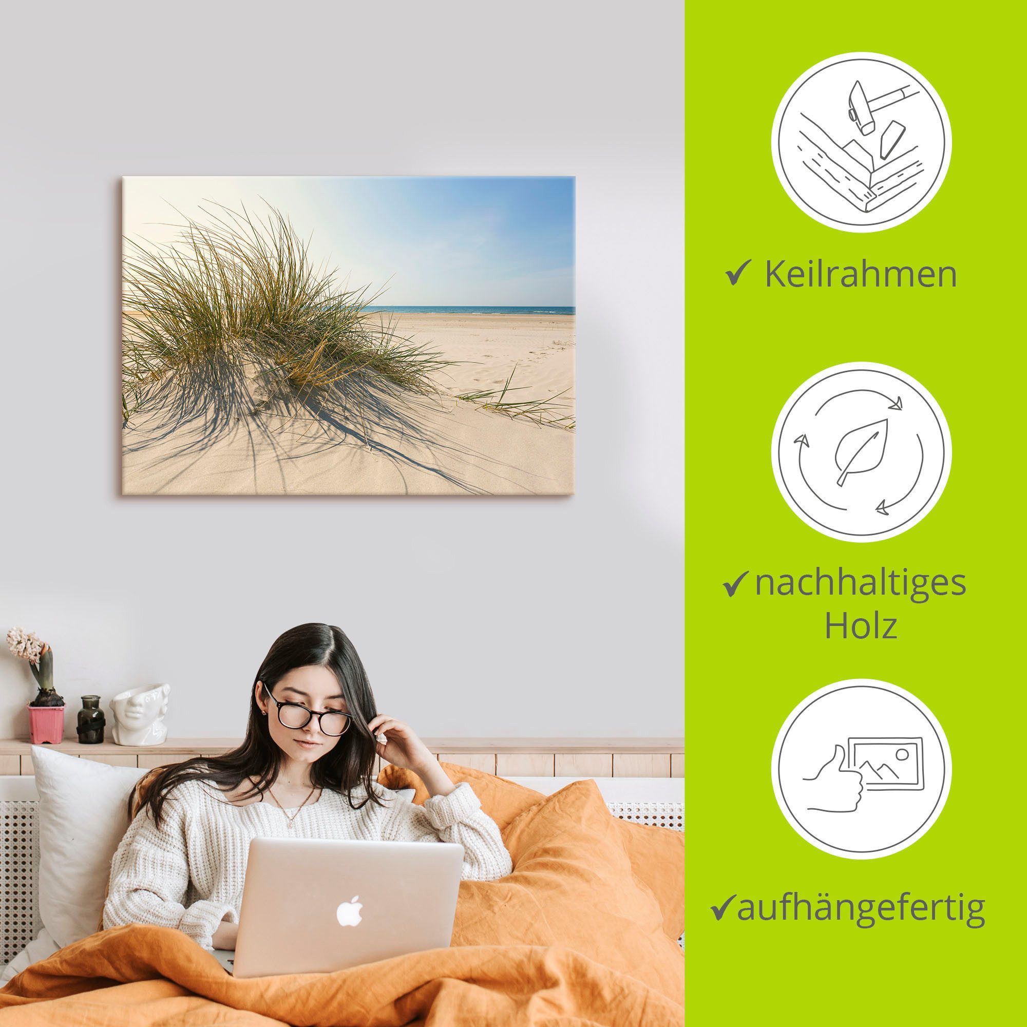 Artland Artprint Strandgras als artprint van aluminium, artprint voor buiten, artprint op linnen, poster, muursticker