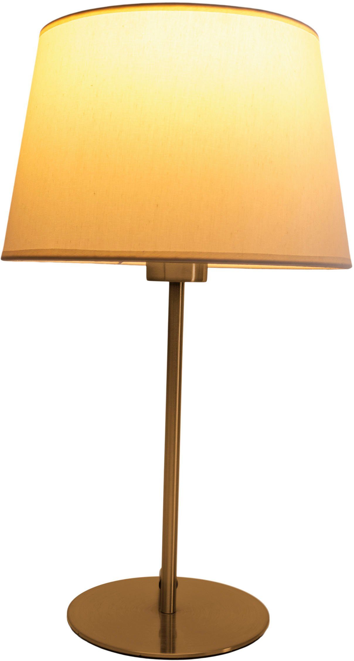 näve Tafellamp Bologna Ijzer/textiel, messing/beige, excl. 1xE27 max. 40W, hoogte: 45 cm (1 stuk)