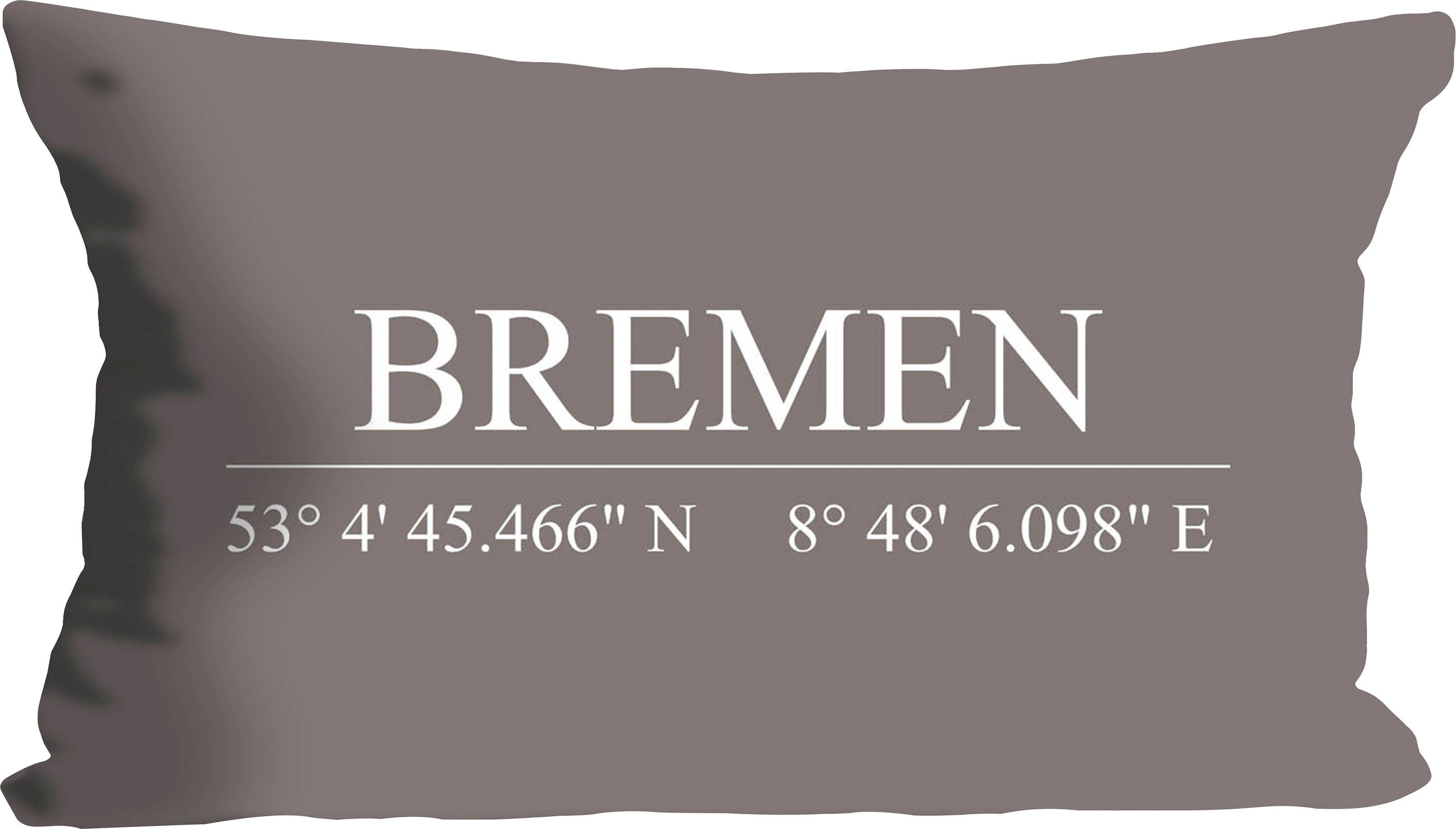 queence Sierkussen Bremen met opschrift, kussenovertrek zonder vulling(1 stuk)
