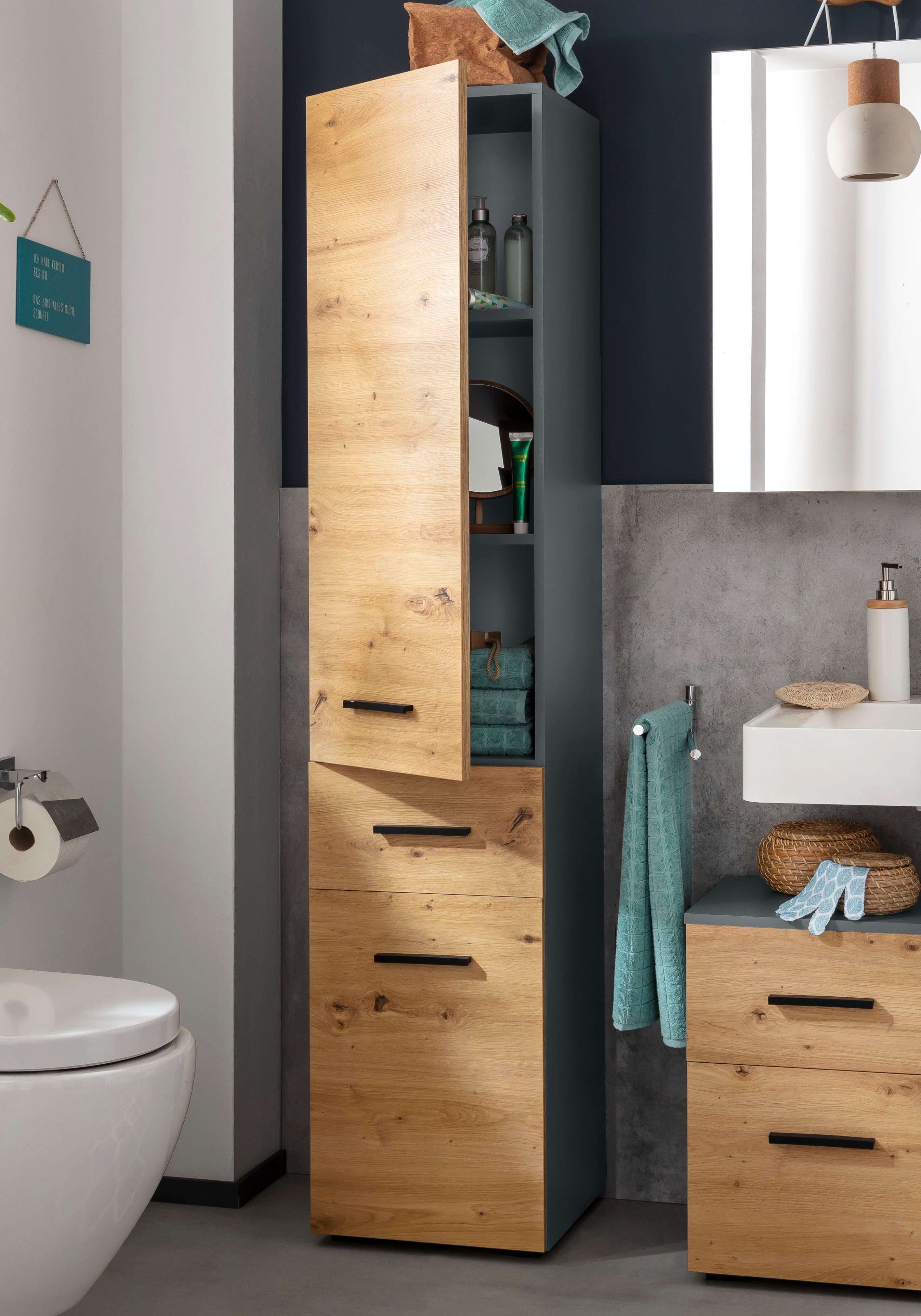 INOSIGN Hoge kast Skara 3 verstelbare planken achter de deuren, breedte 38 cm, hoogte 18 cm