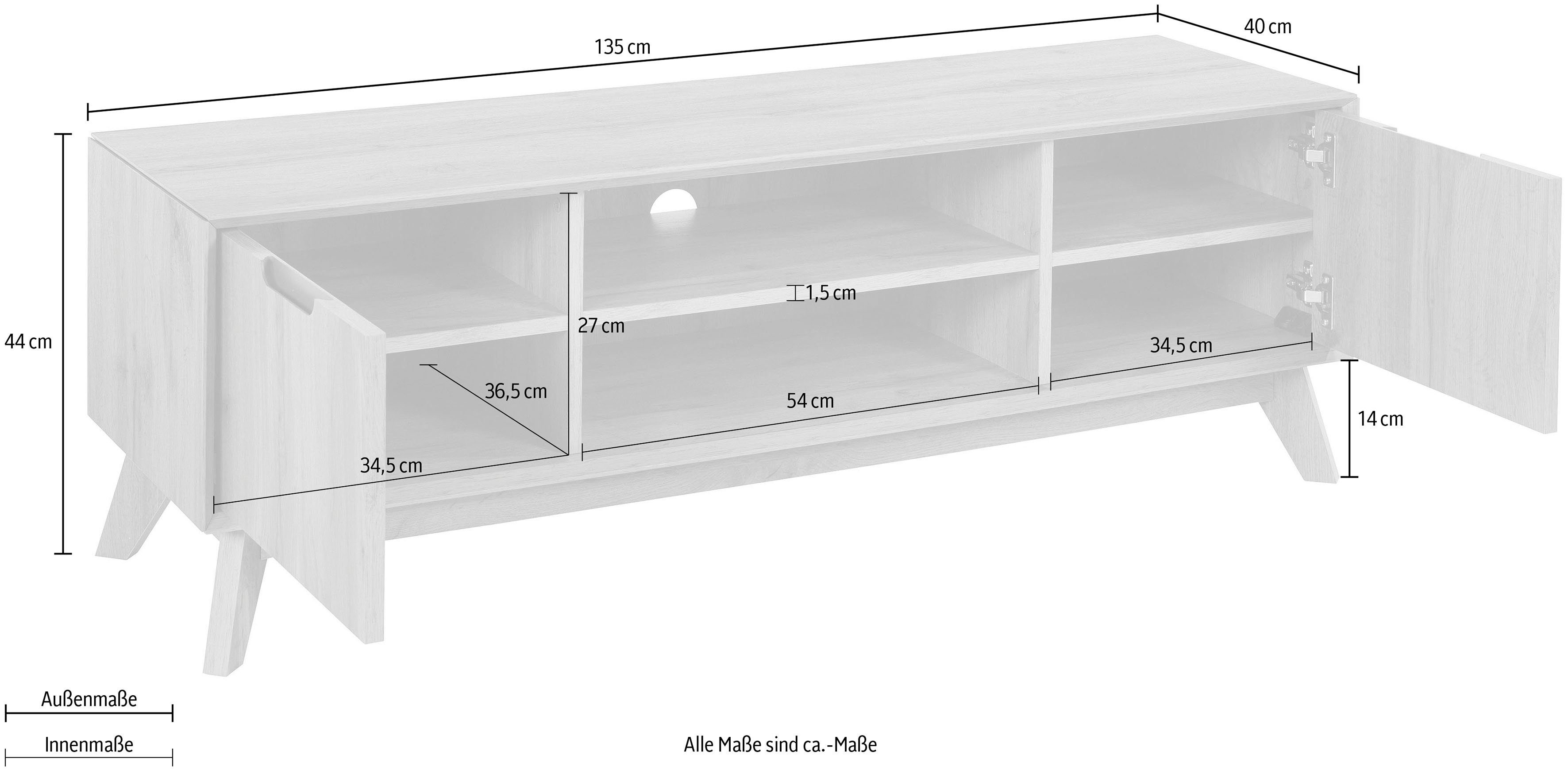 andas Tv-meubel Pandrup Commode met 3 inlegplanken en kabeldoorvoer, B:135 cm