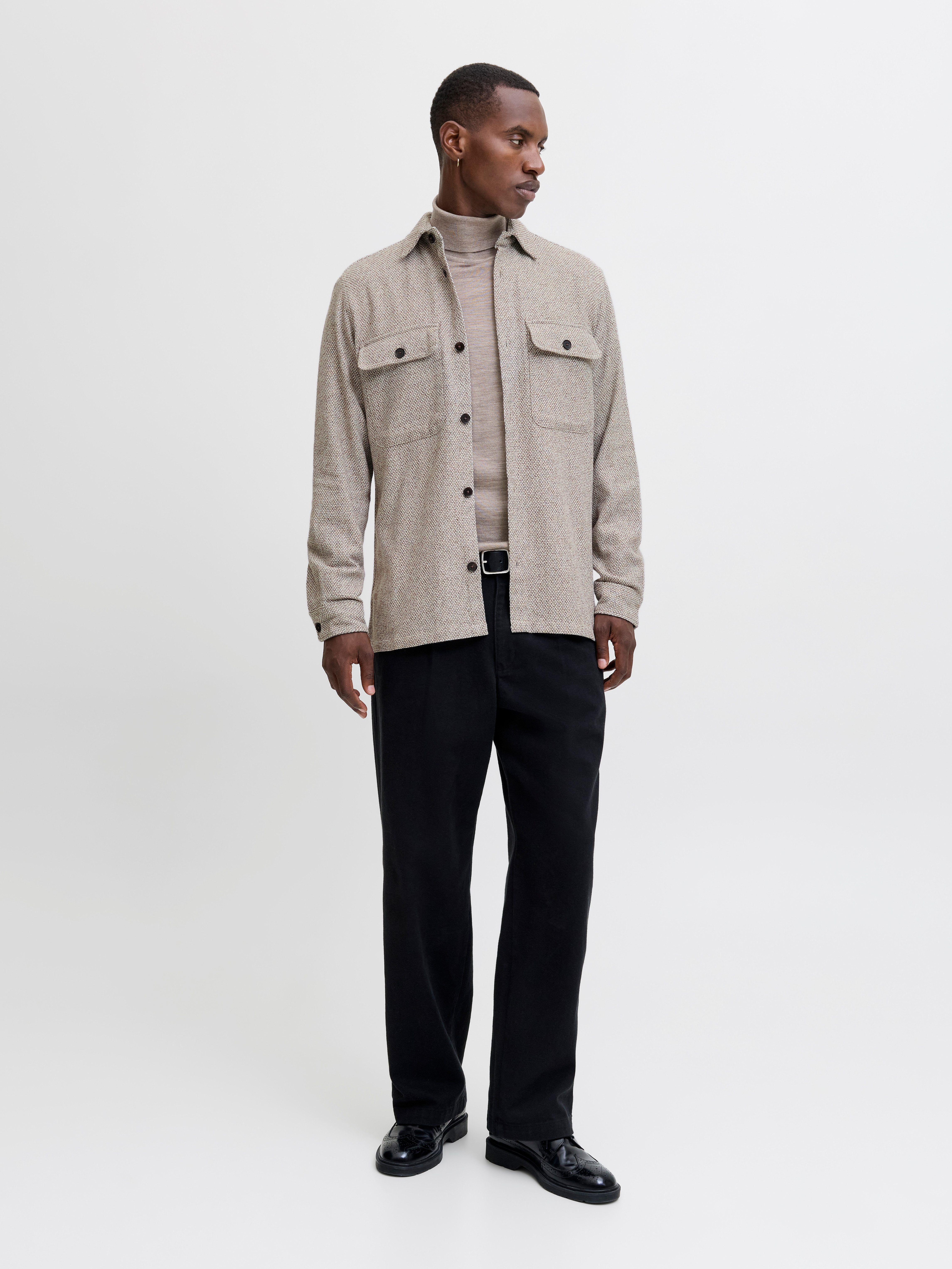 Jack & Jones Overhemd met lange mouwen JPRRAYLE MELANGE SOLID L/S OVERSHIRT SN
