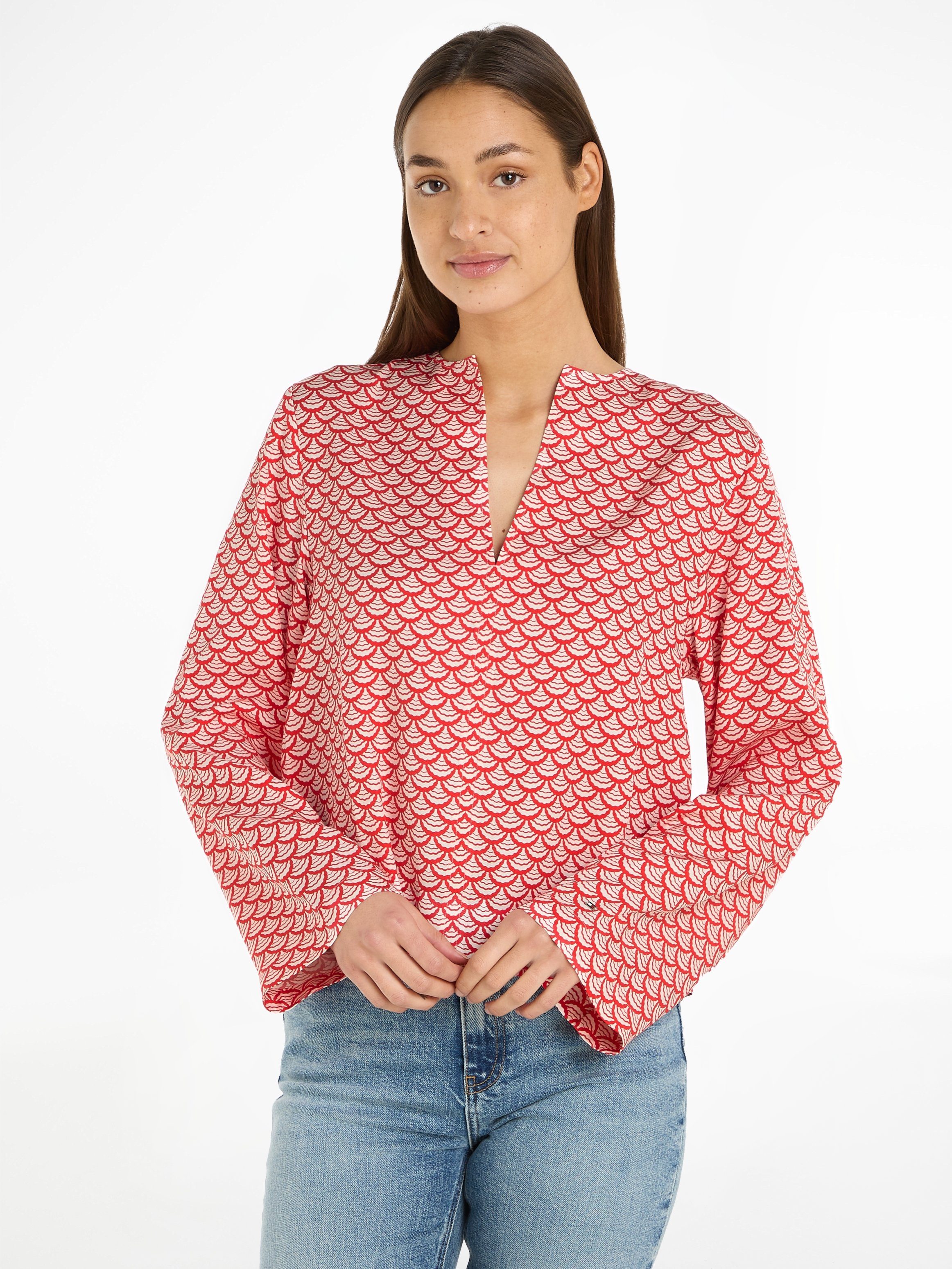 Tommy Hilfiger Top SEAL AOP V-NECK BLOUSE