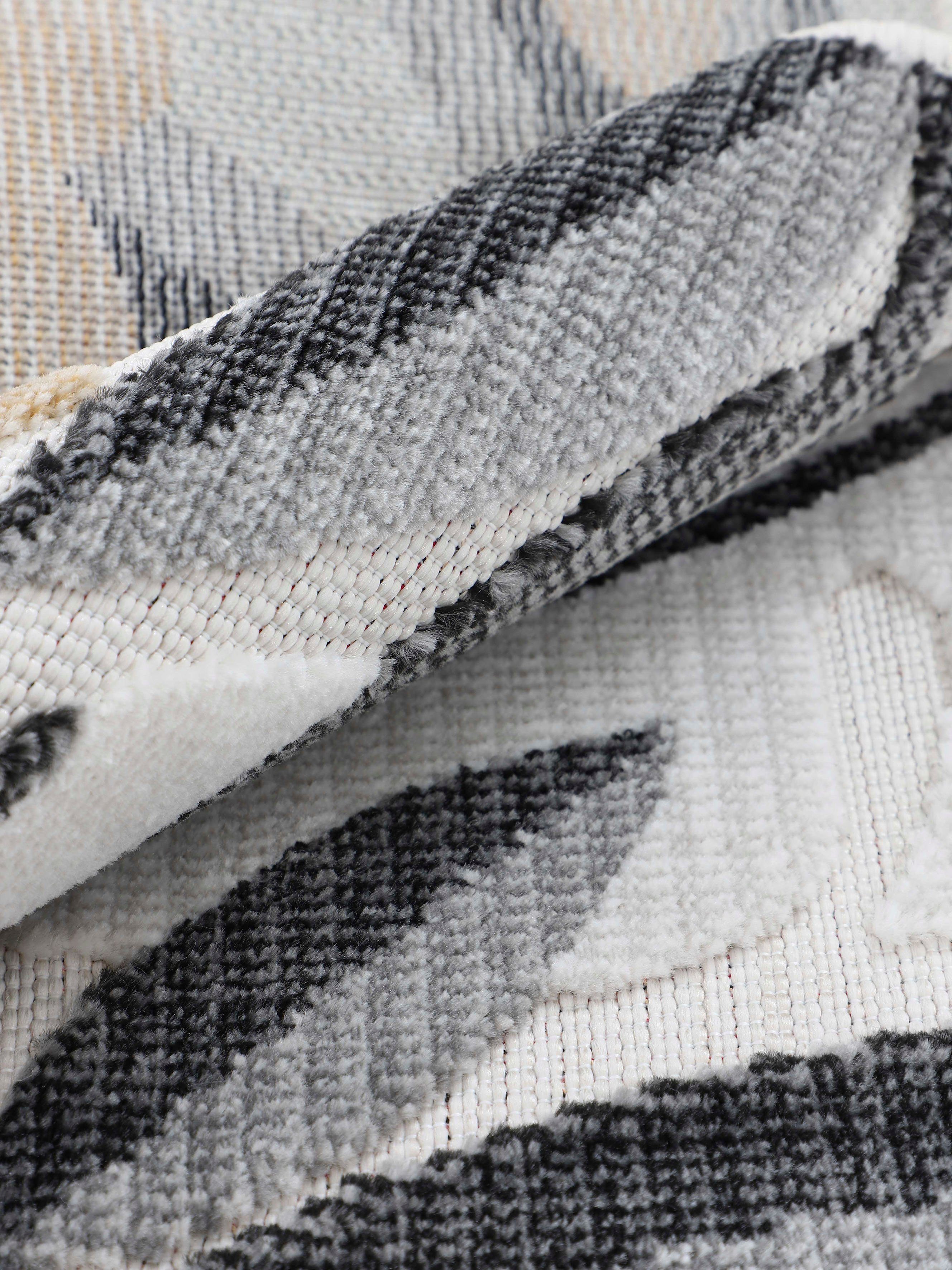 carpetfine Vloerkleed Deja 102 robust vlakweefsel, motief - florale palmbladeren, hoog-laag effect