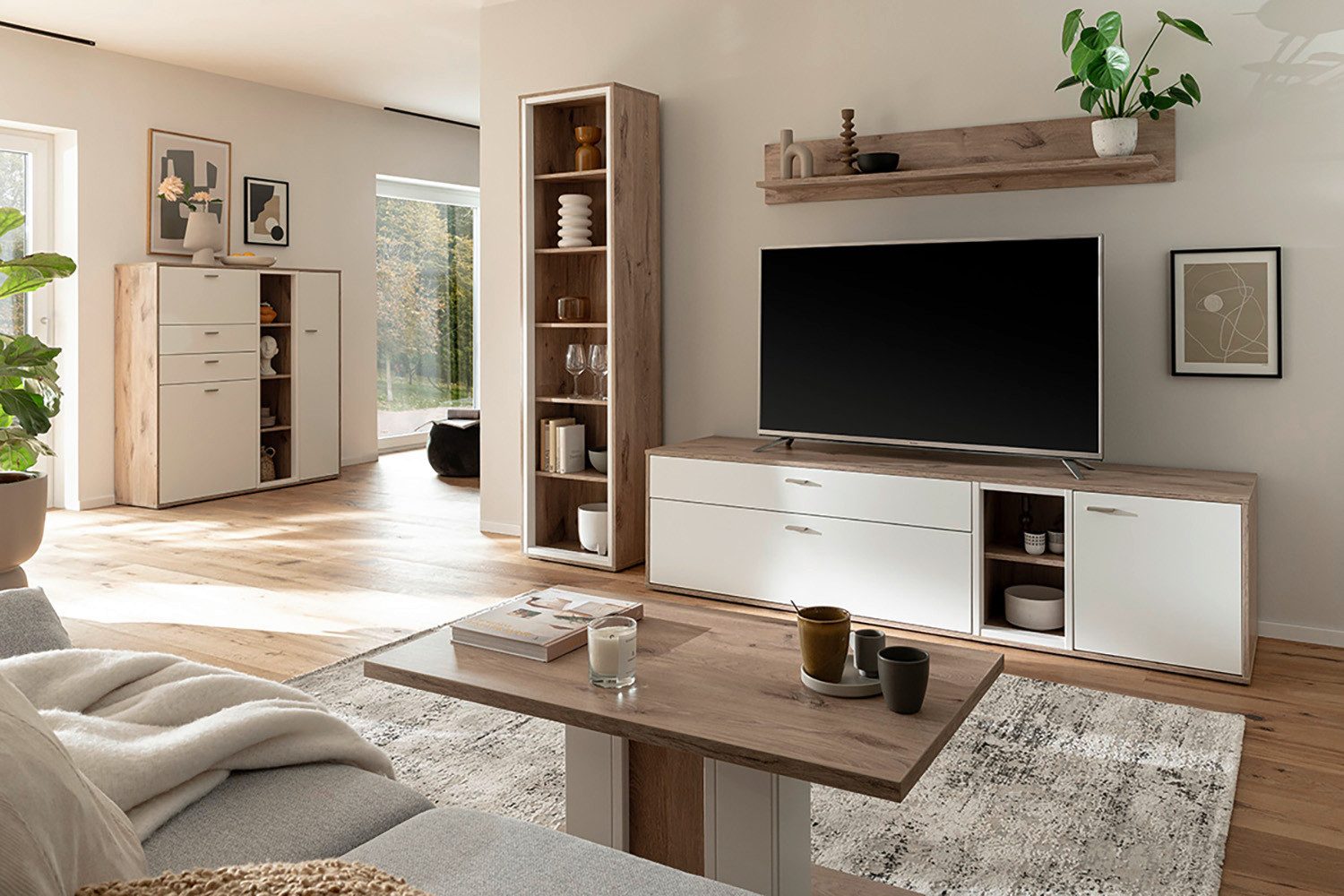 MCA furniture Wandmeubel SANTERNO Woonkamer set (3-delig), deuren & lades gedempt, breedte 264 cm (complete set, 3-delig)