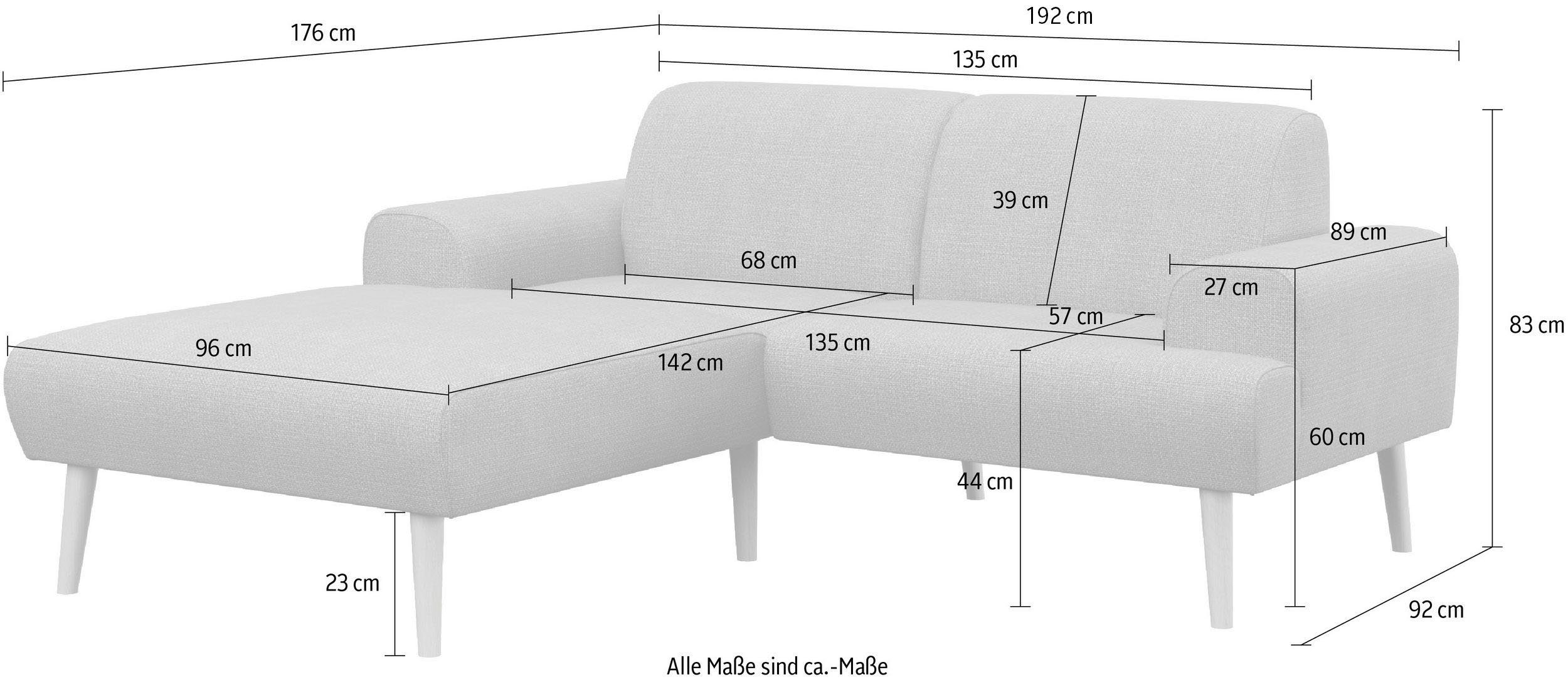andas Hoekbank Swift L-vorm Binnenveringsinterieur, bxdxh: 192x83x176 cm