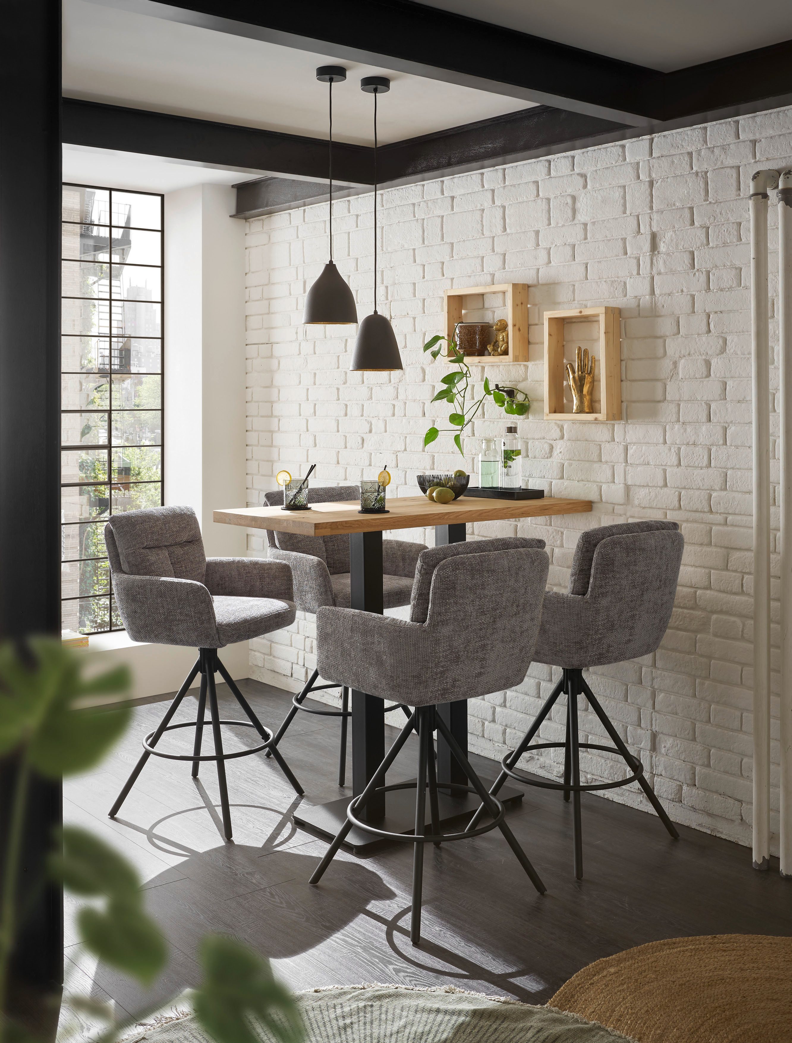 Stolkom Bartafel Jay eik massief hout geolied, hoge tafel BxHxD 120x104x60 cm