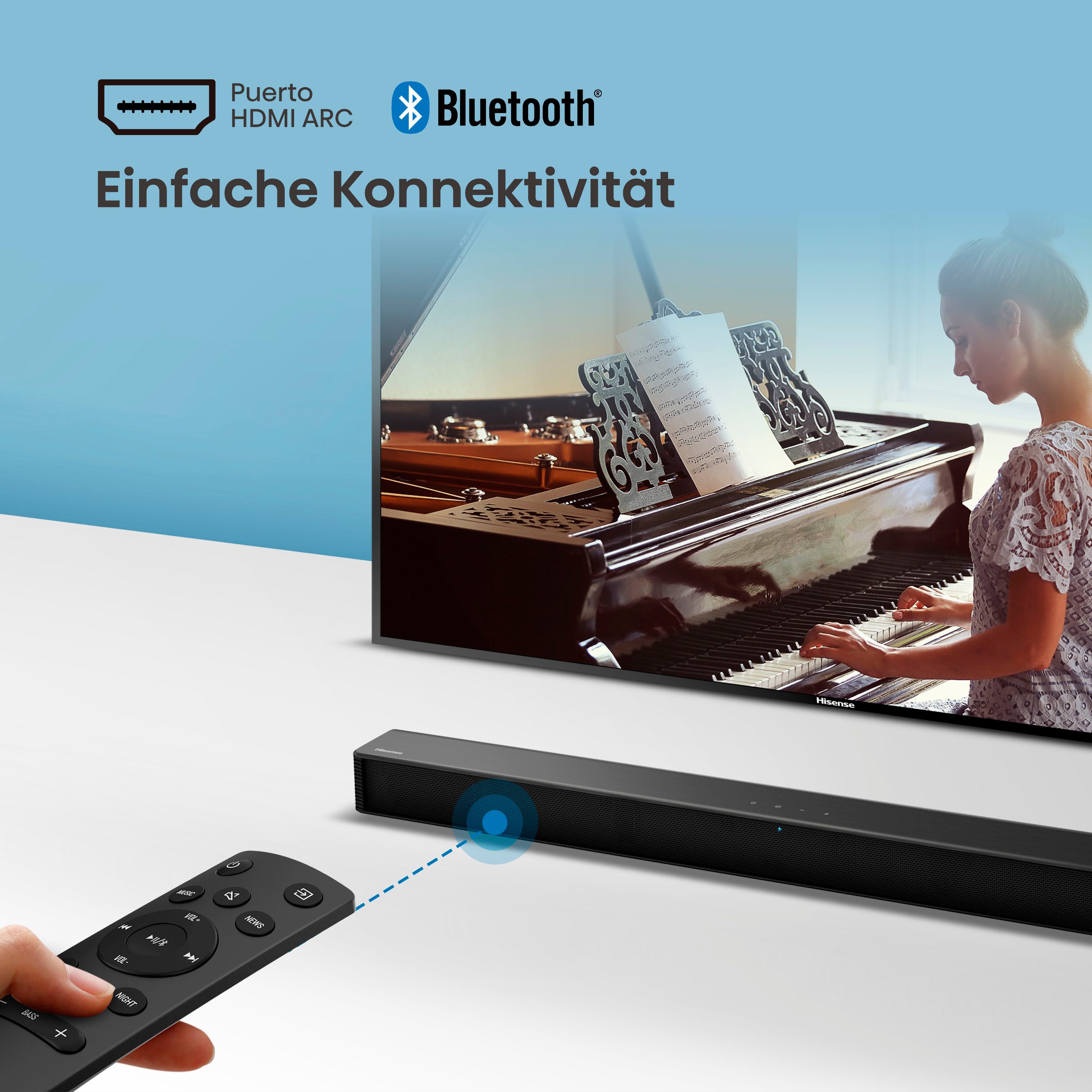 Hisense Soundbar HS205G 2.0 Kanal Soundbar, 120 Watt, zwart