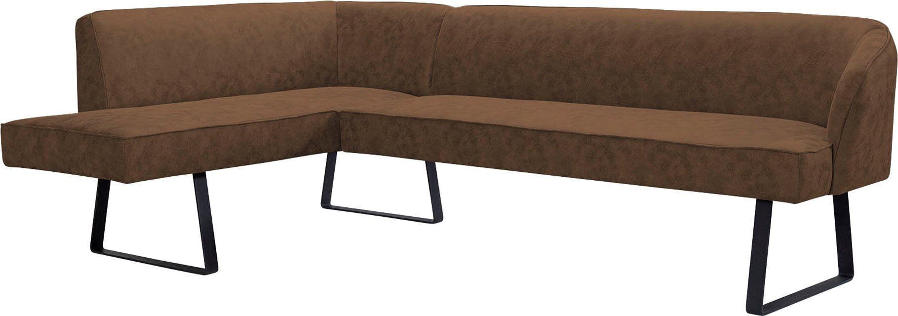 exxpo - sofa fashion Hoekbank Americano met opstaande naad en metalen poten, bekleding in verschillende kwaliteiten