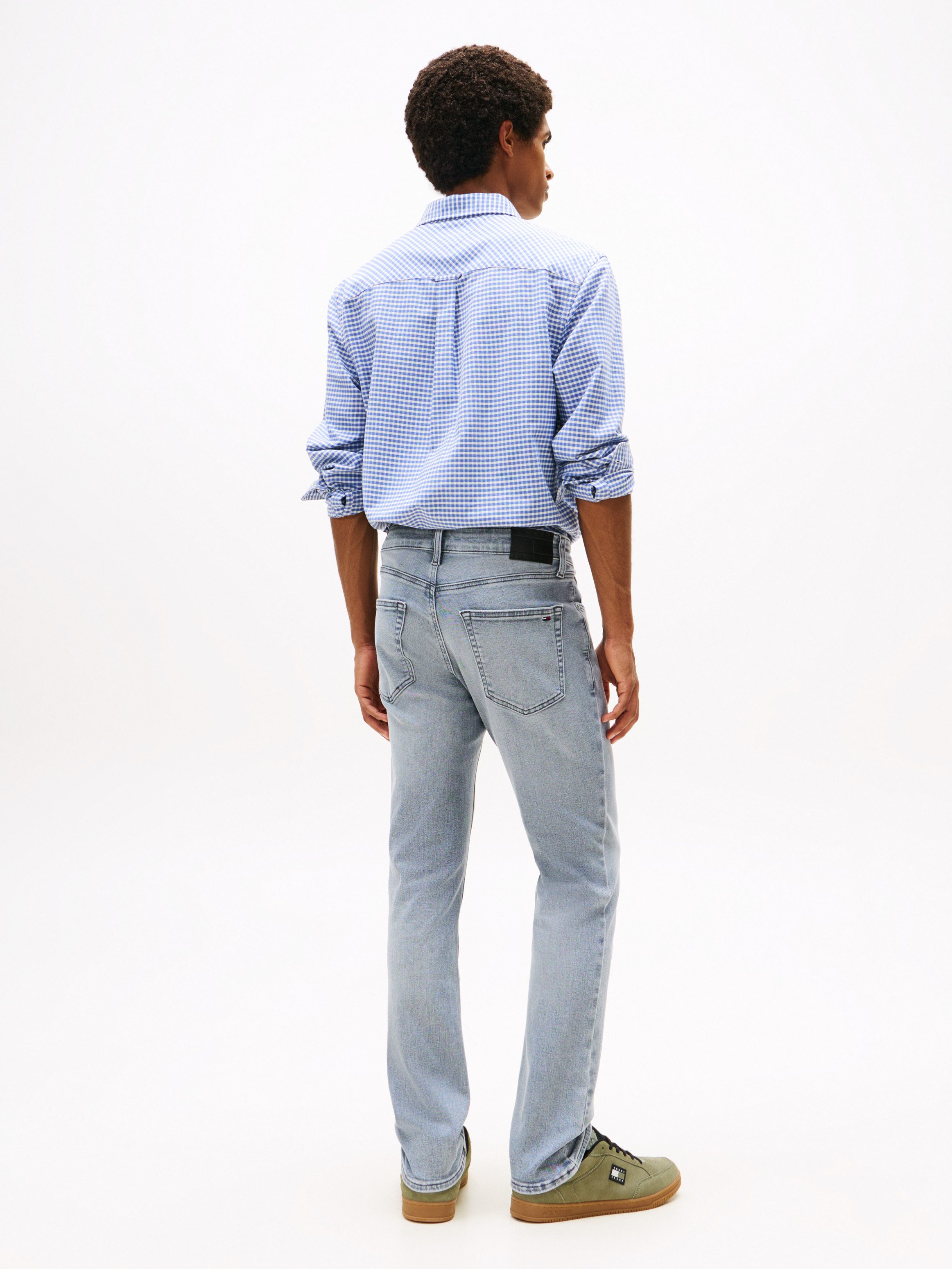 TOMMY JEANS Straight jeans SCANTON SLIM Met merkenlabel van leer achter