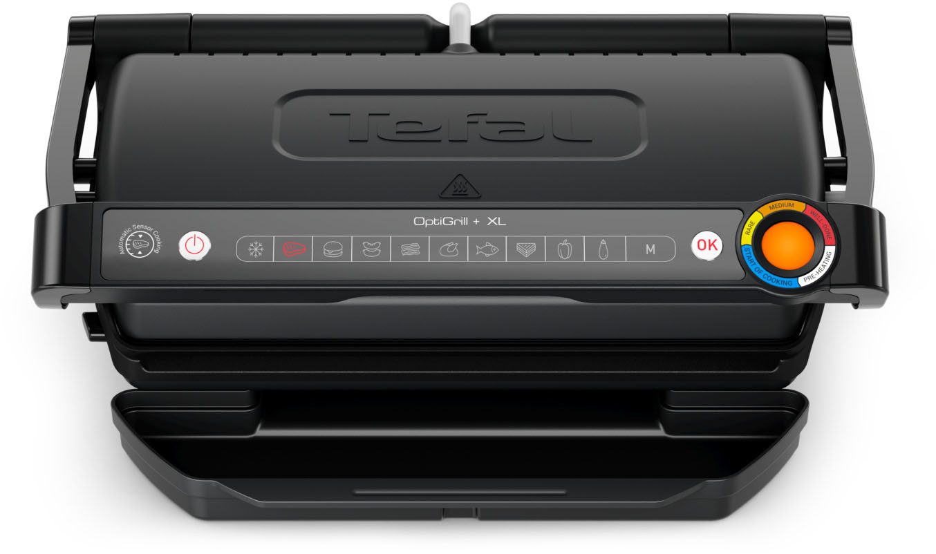 Tefal Contactgrill OptiGrill+ XL, erneuerte Kochstufenanzeige, 9 automatische Programme vernieuwde kookniveau-indicator, 9 automatische programma's + handmatig programma