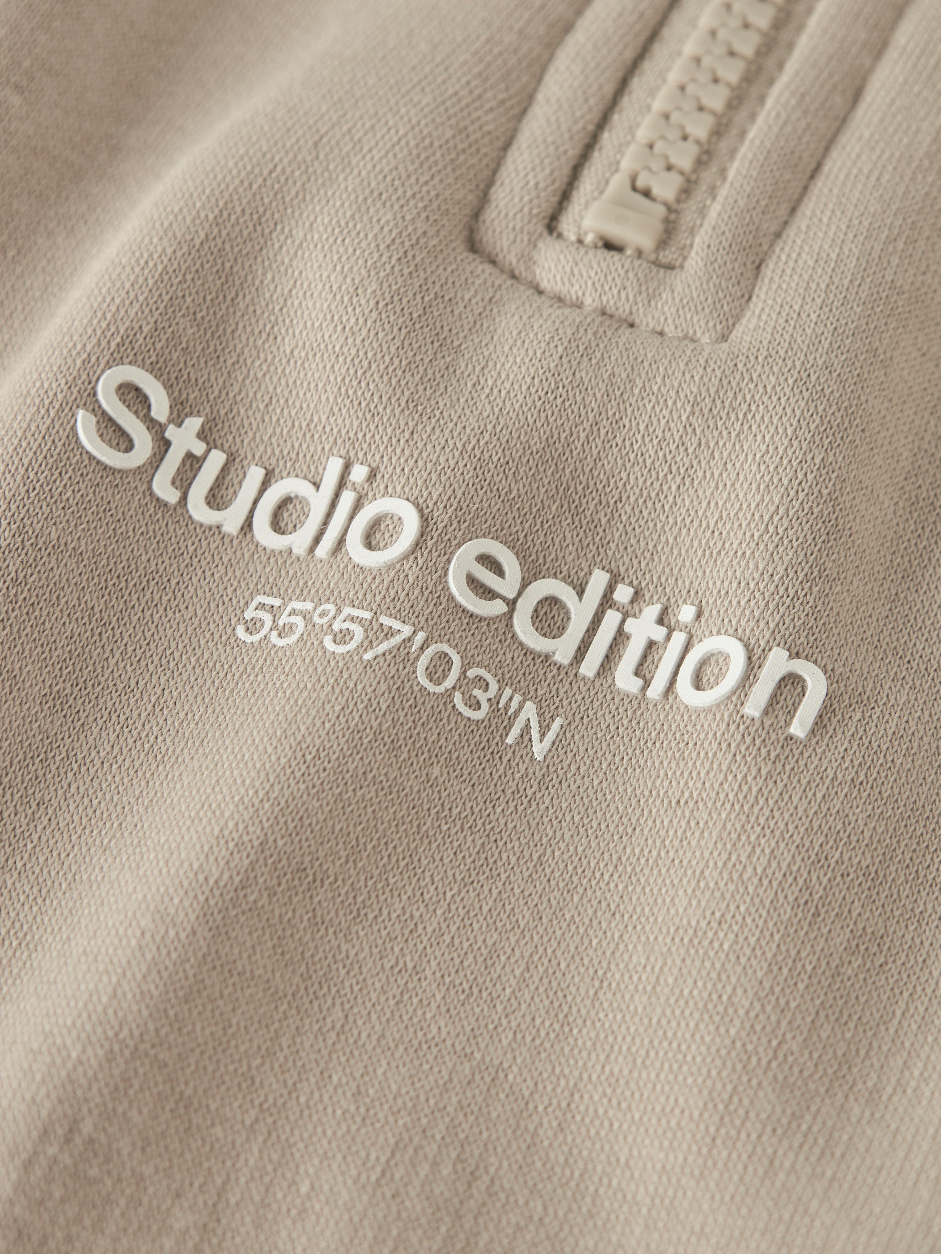 Name It Sweatshirt NKMBRODY LS NREG SWEAT ZIP BRU NOOS met een opstaande kraag en korte ritssluiting