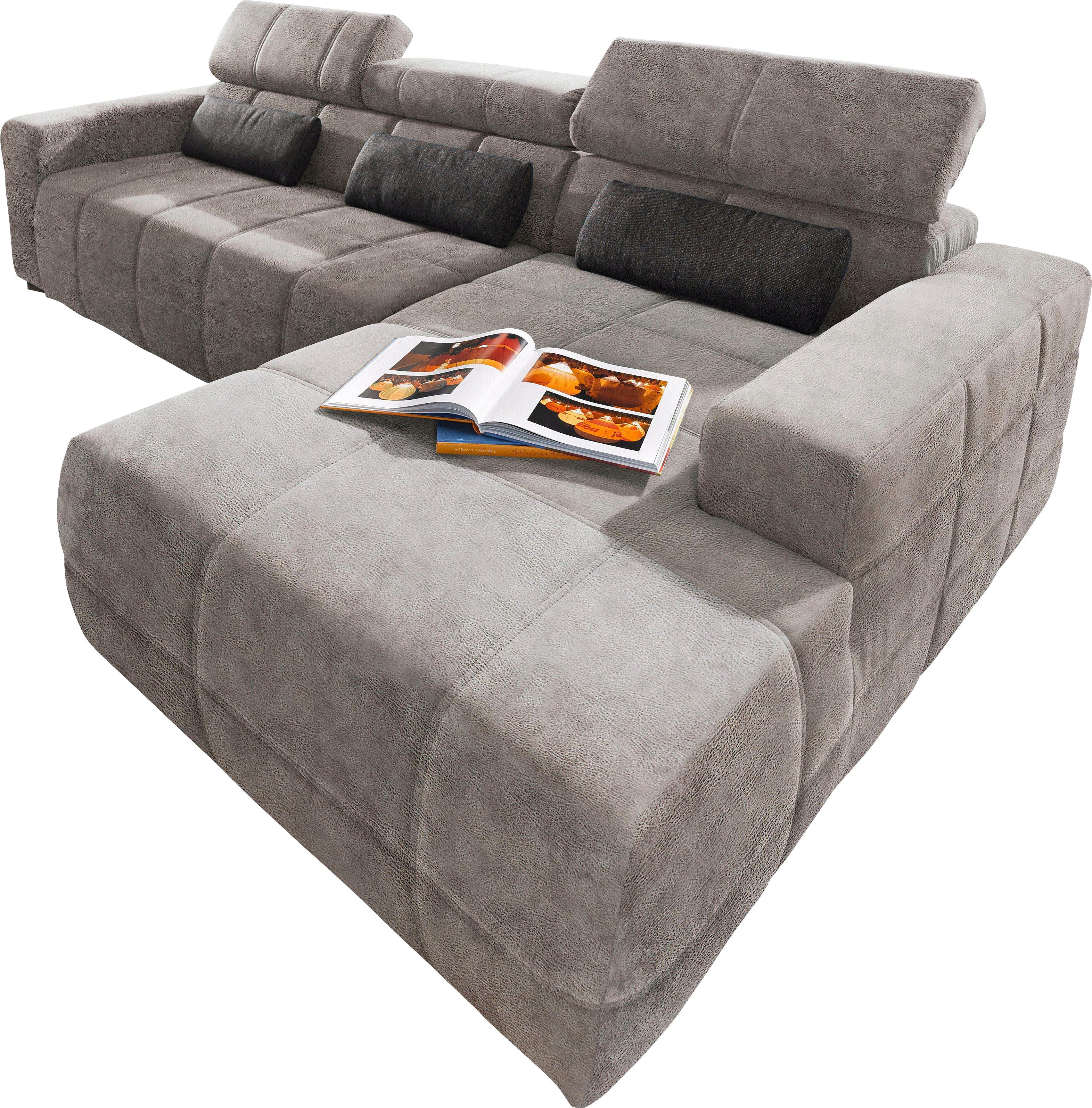 DOMO collection Hoekbank Brandon B/D/H: 289/177/80 cm, keuze met zitdiepteverstelling, L-vorm