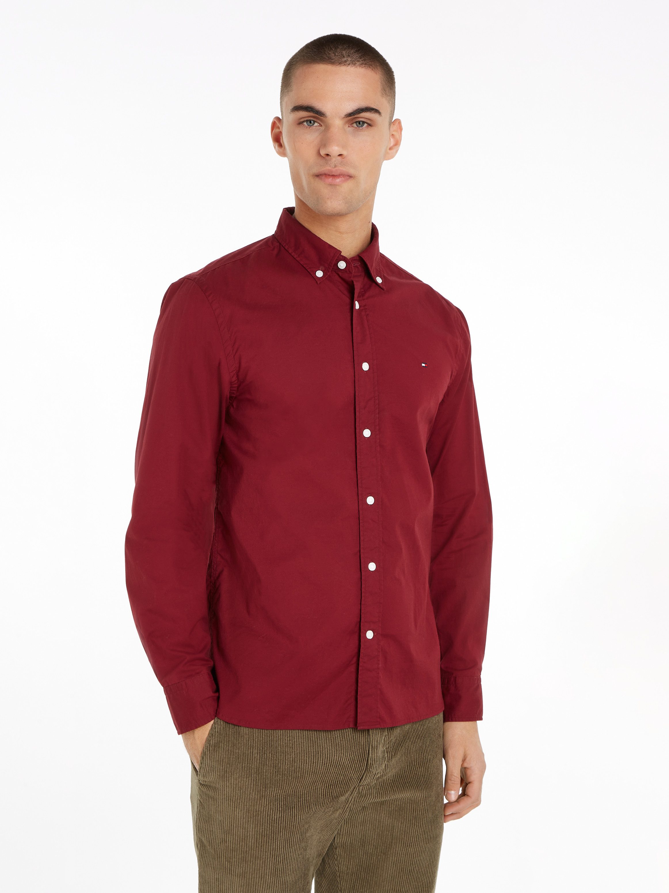 Tommy Hilfiger Overhemd met lange mouwen FLEX POPLIN RF SHIRT met labelschild binnenin de knoopsluiting (1-delig)