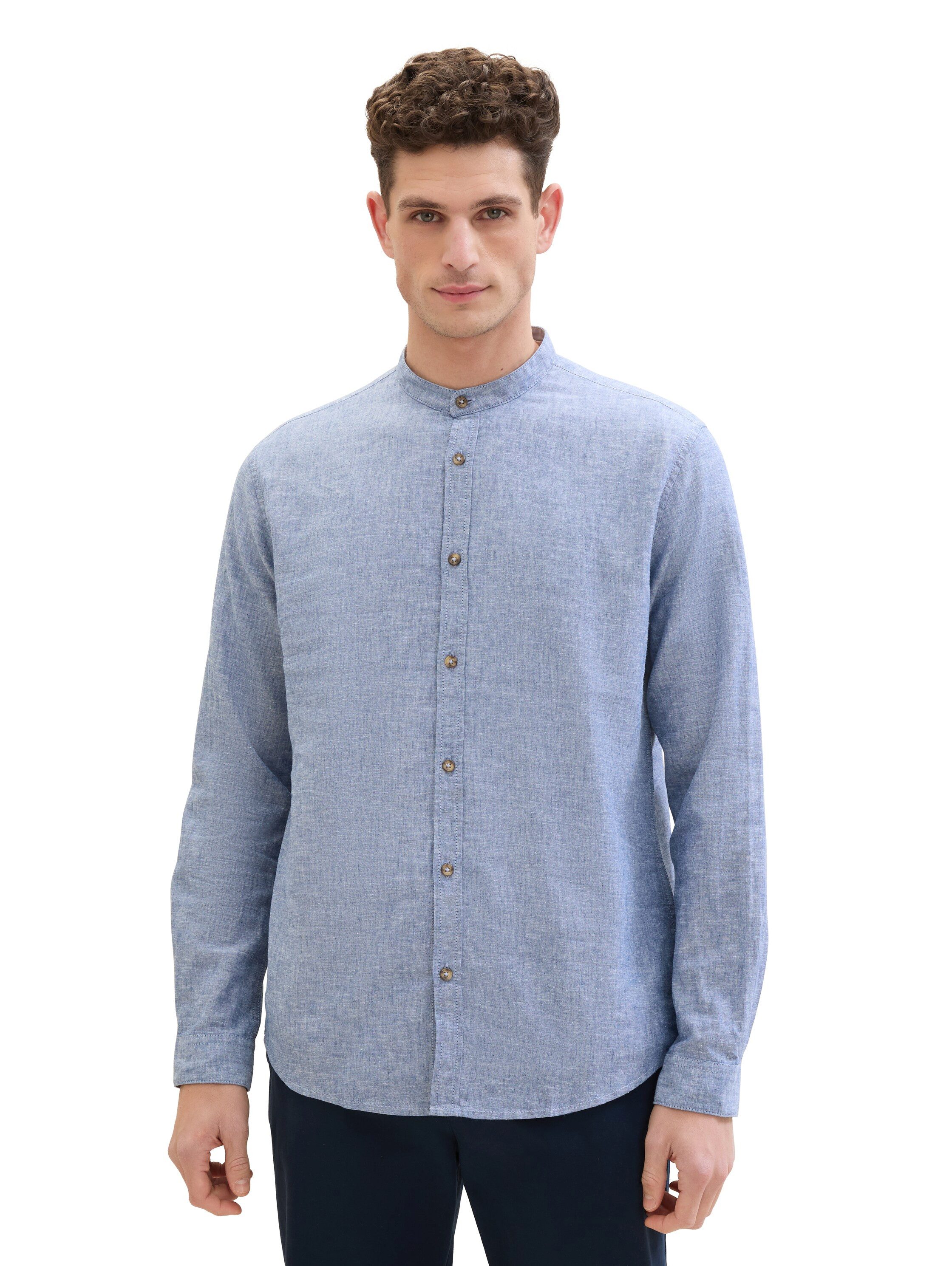 Tom Tailor Overhemd met lange mouwen met blauw detail aan de kraag