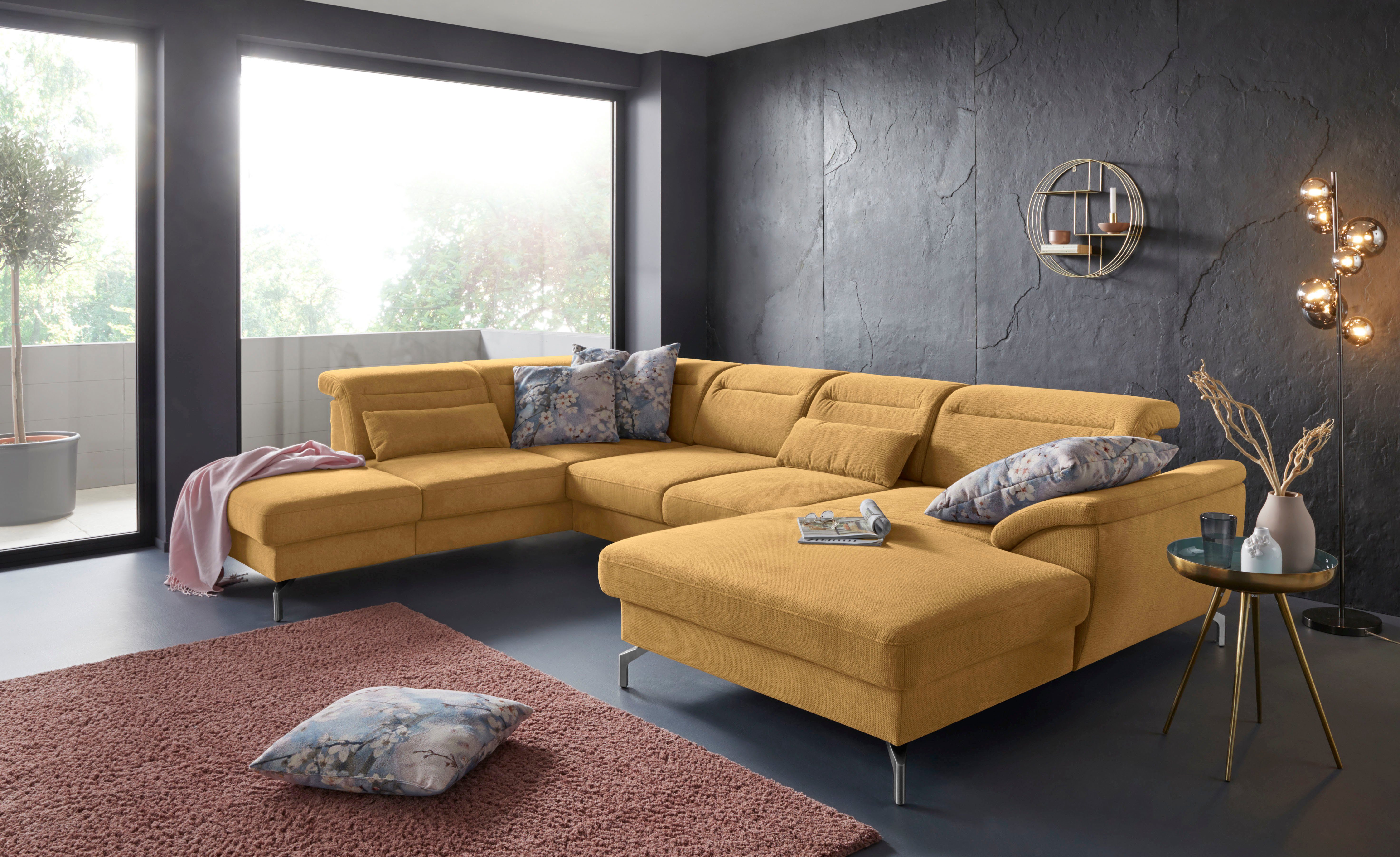 sit&more Zithoek Percy U-vorm 15 cm poothoogte, zitdiepteverstelling, naar keuze in 2 pootkleuren