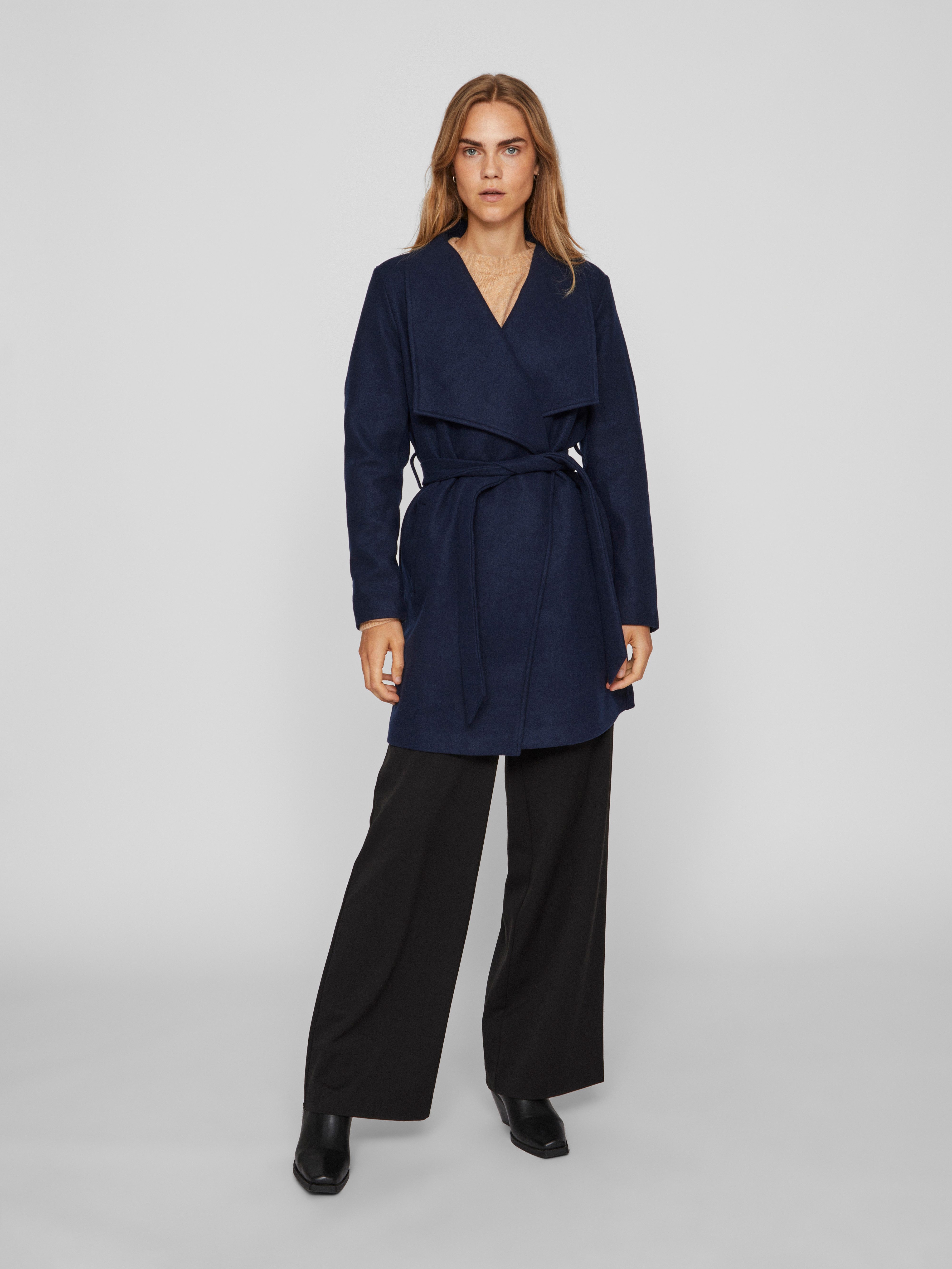 Vila Korte jas VICOOLEY COLLAR BELT COAT - NOOS