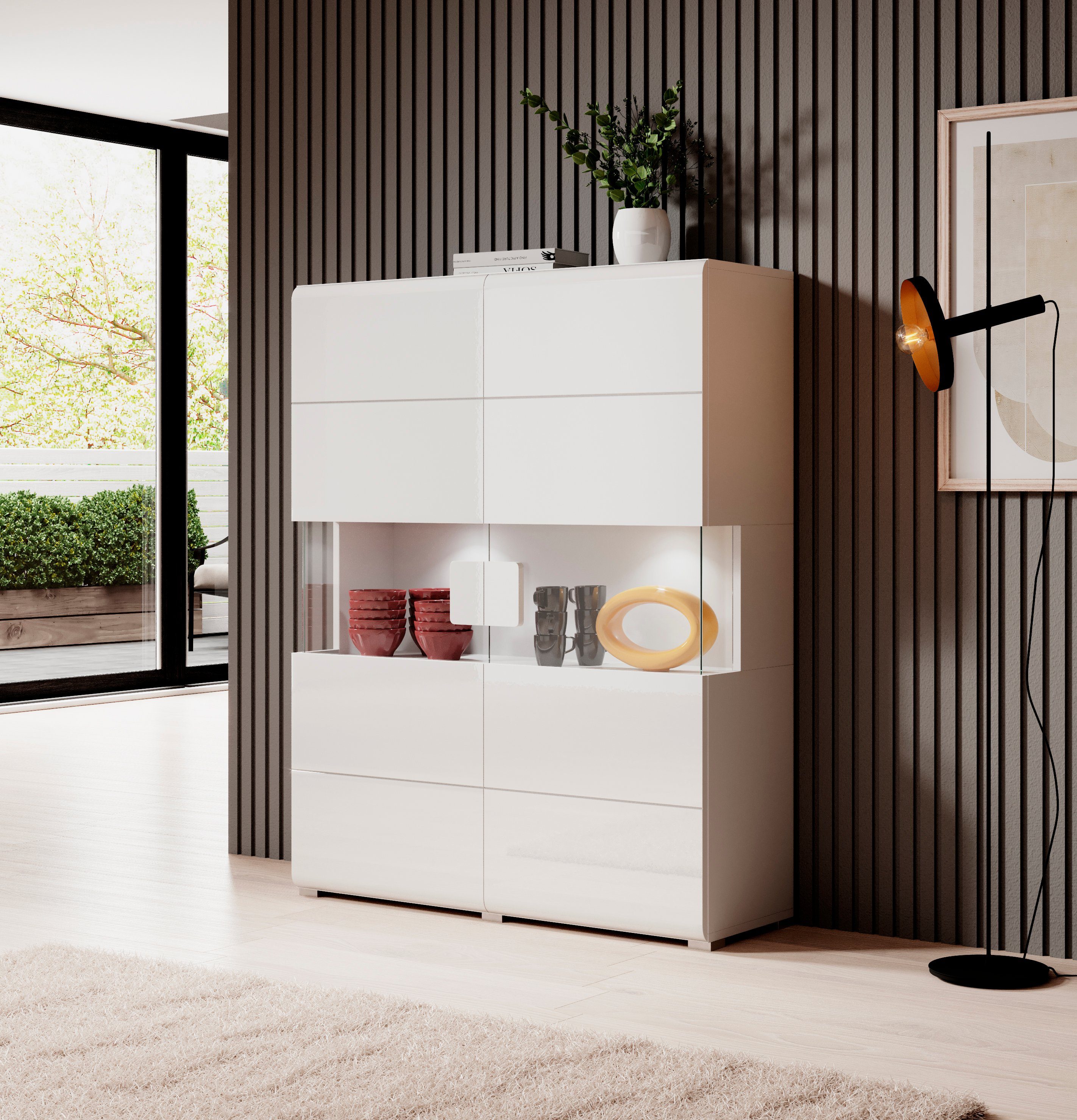 INOSIGN Highboard Toledo, breedte 121,5 cm, modieuze hoge kast met 2 deuren