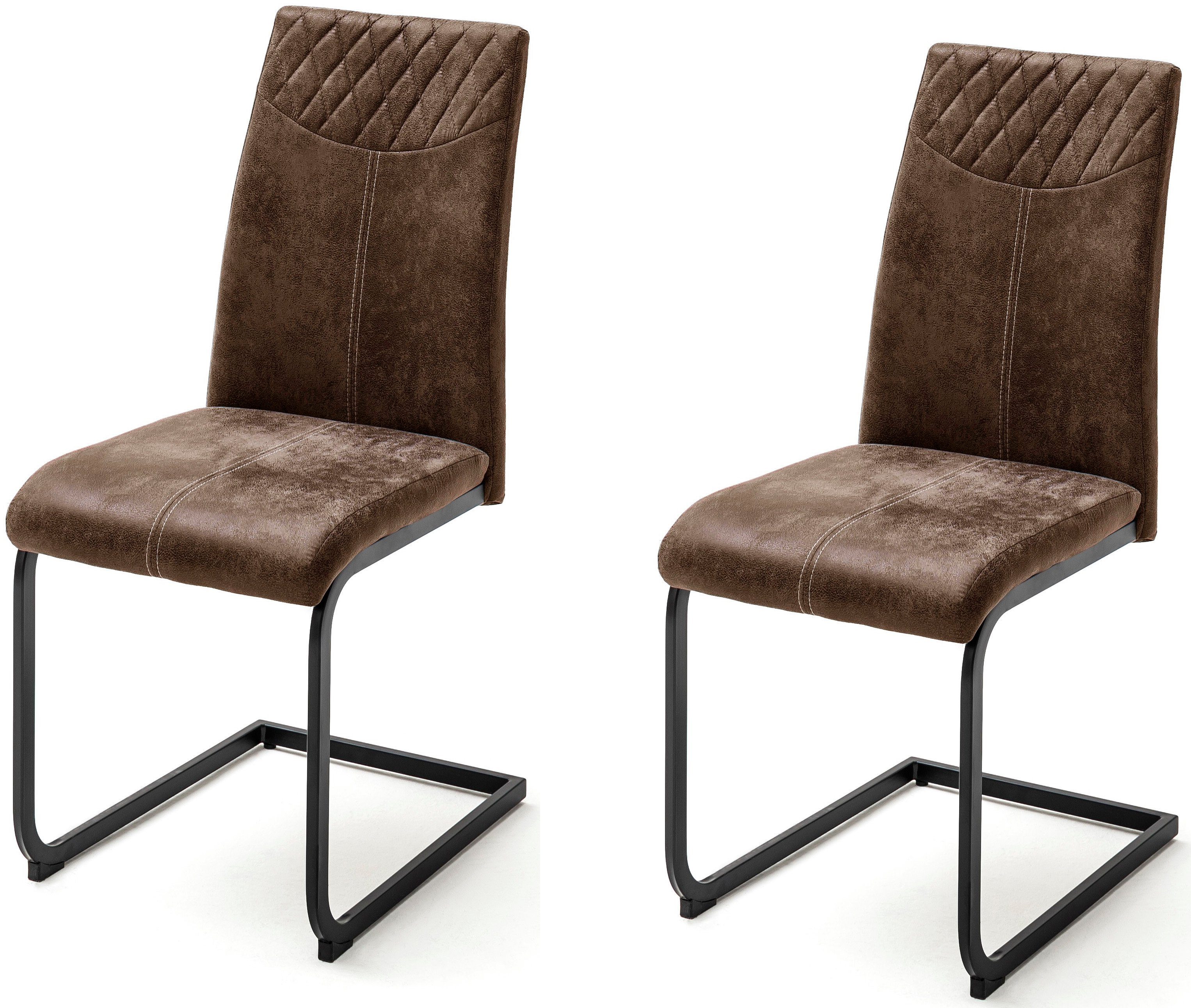 MCA furniture Eetkamerstoel Aosta Bekleding vintage-look, stoel belastbaar tot 120 kg (set, 4 stuks) 4 poot stoelen bruin