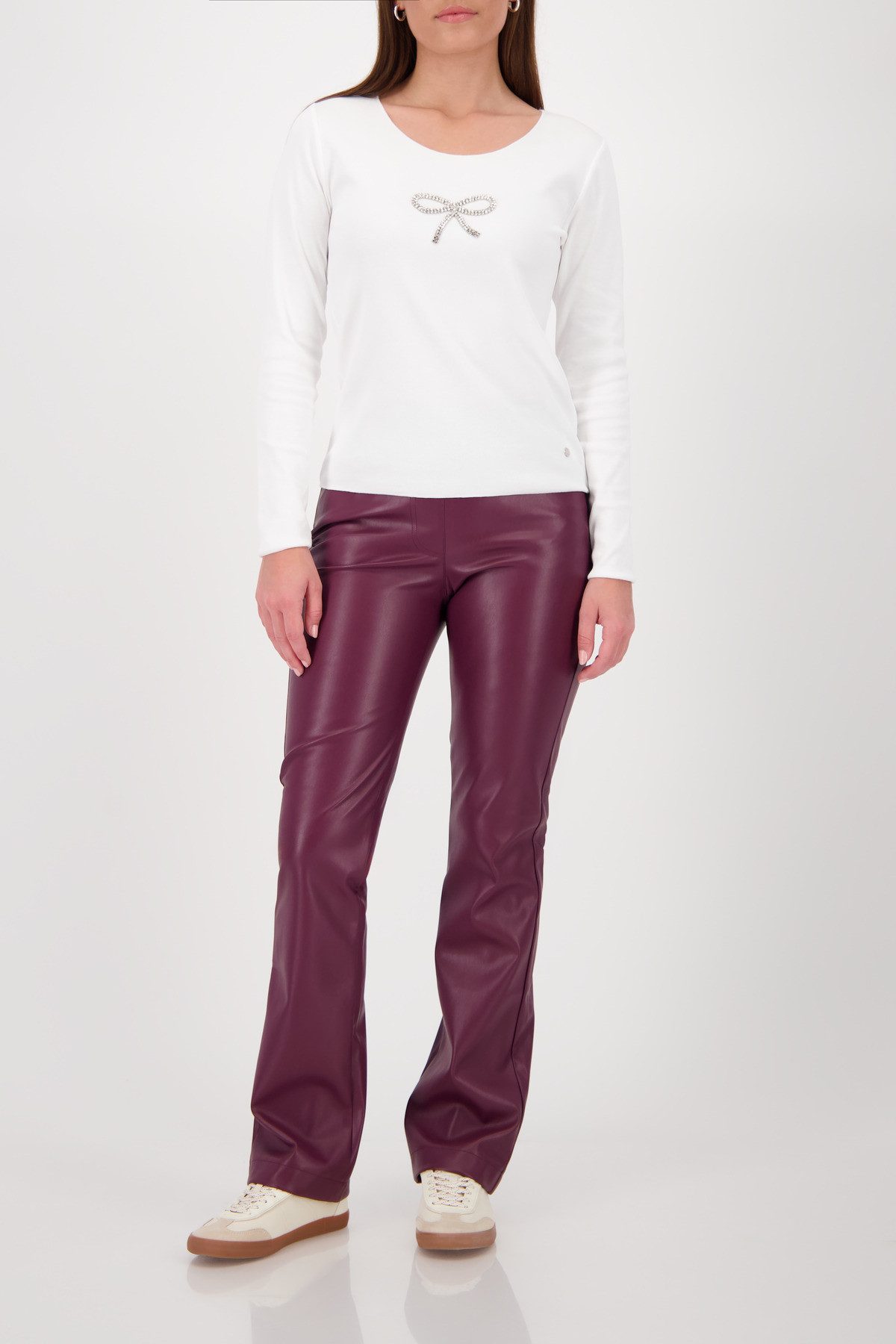 Monari Imitatieleren broek met elastische taille