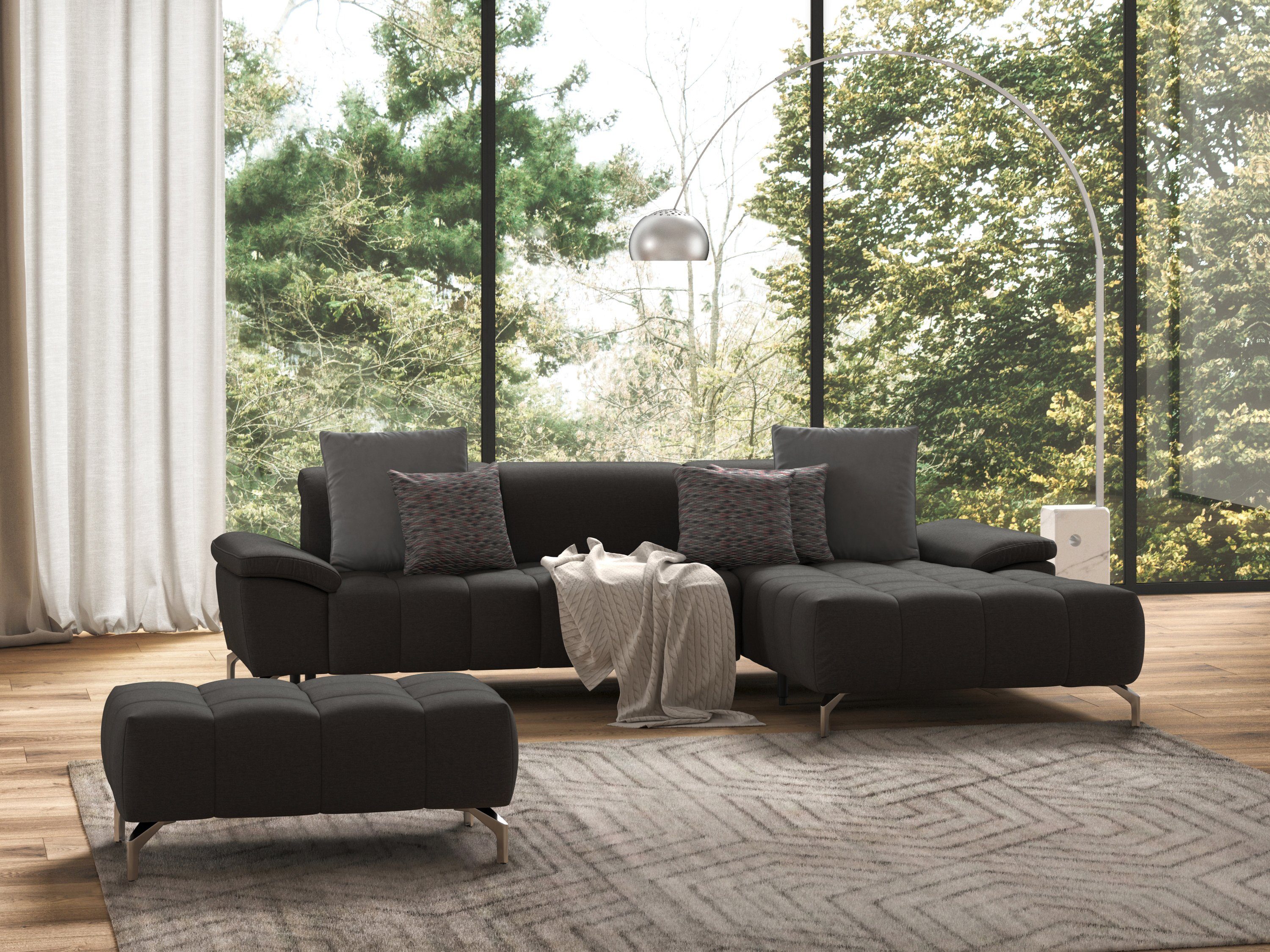 sit&more Hocker Blauw met zilverkleurige poten