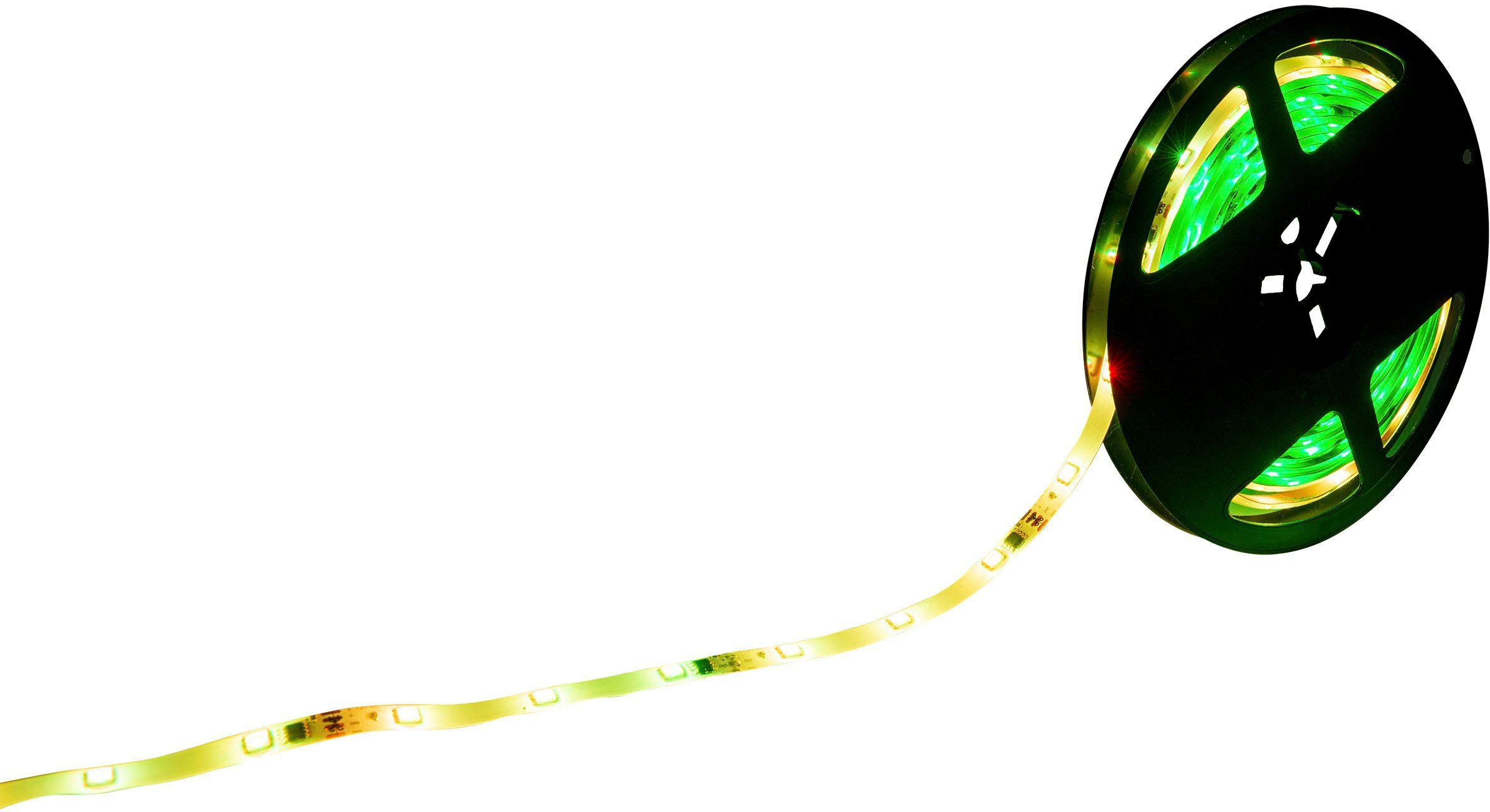 näve Led-strepen Stripe LED strip RGB, 5m, infrarood afstandsbediening, IP20, dimbaar, 19W (1 stuk)