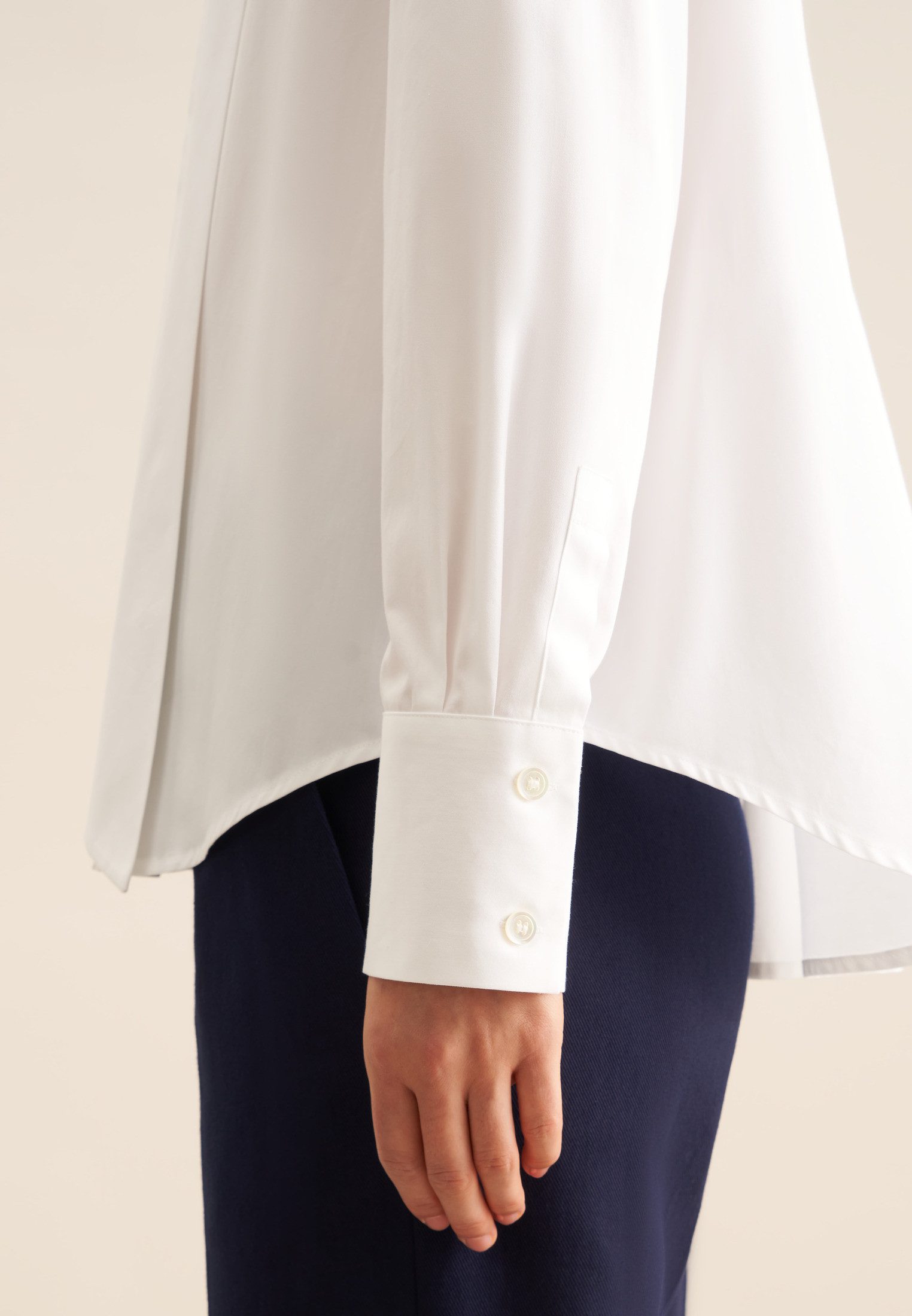 seidensticker Blouse met kraagstrik Zwarte roos Lange mouwen kraag uni